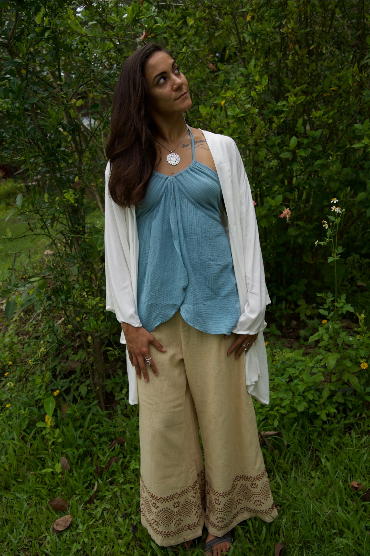 Ayahuasca / Pacha Mama Unisex Block-printed Short Kimono