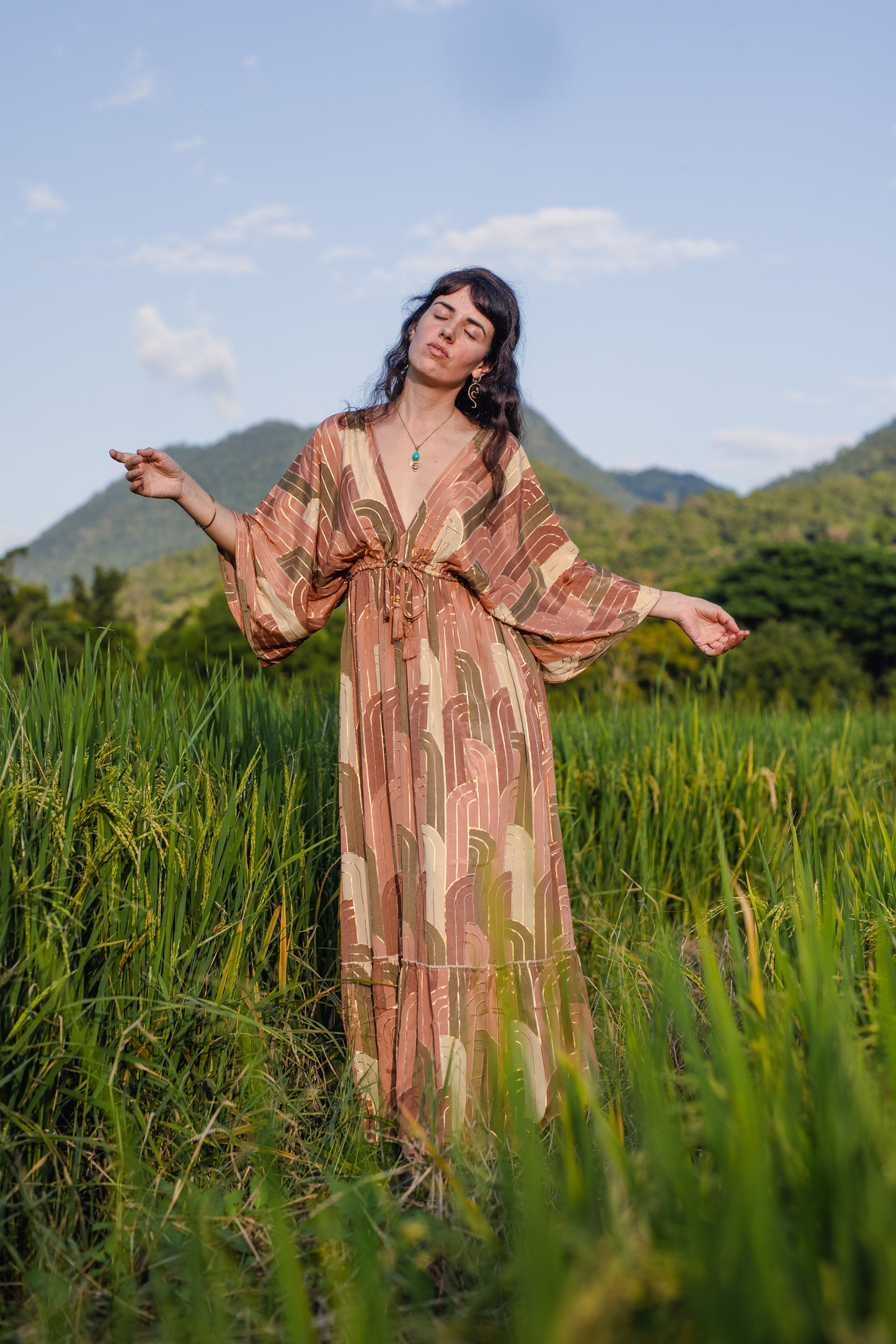 Silk Long Dress/ Peaceful Queen