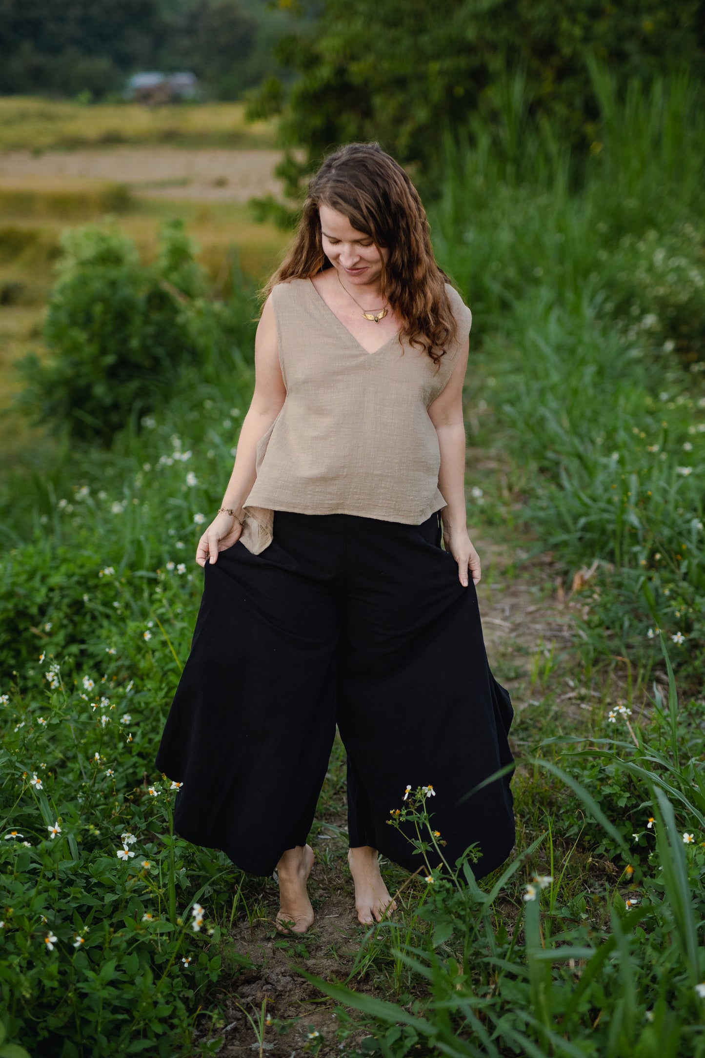 Reversible Bamboo Cotton Sand Beige Eva Top