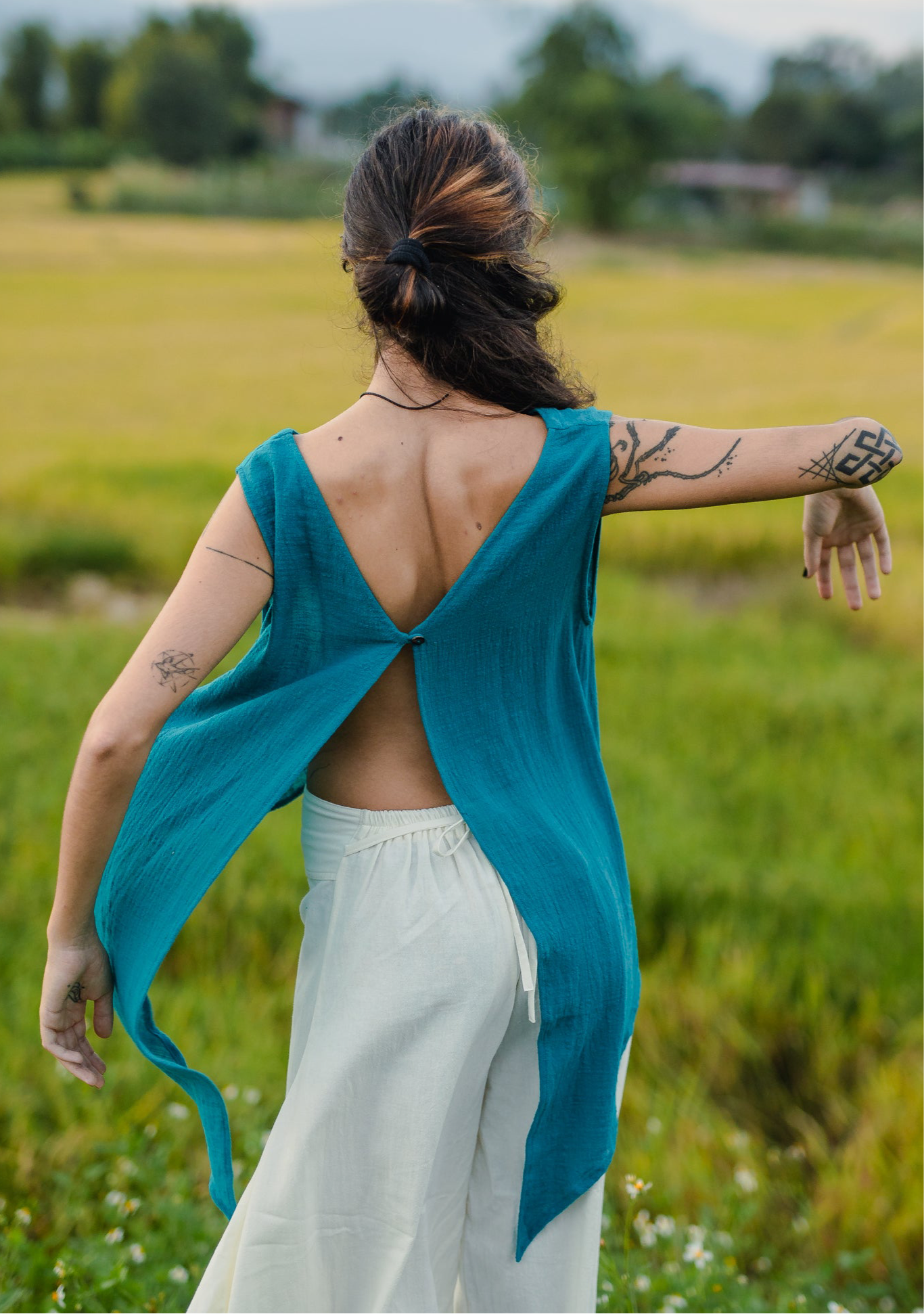 Reversible Bamboo Ocean Turquoise Eva Top