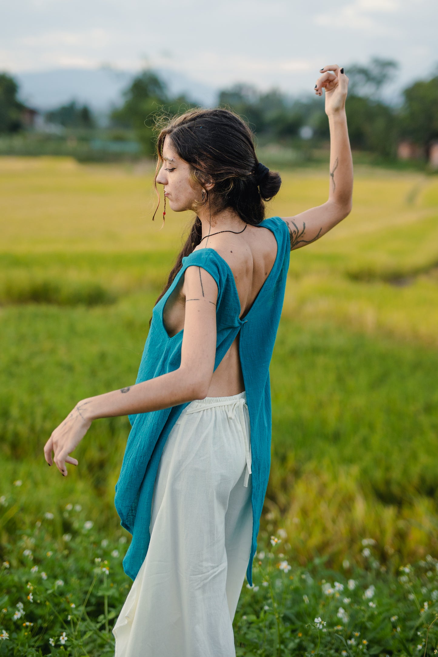 Reversible Bamboo Ocean Turquoise Eva Top