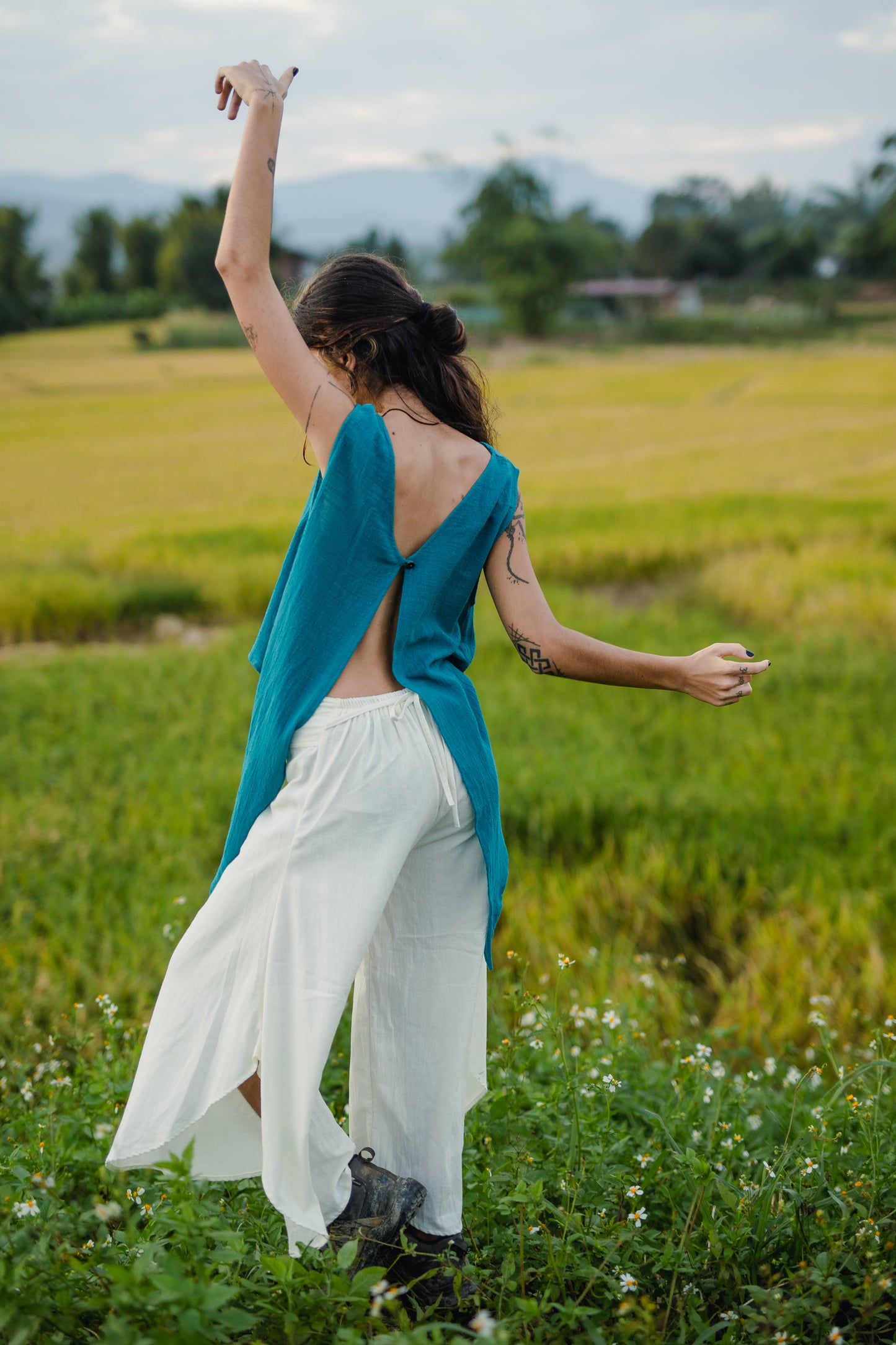 Reversible Bamboo Ocean Turquoise Eva Top