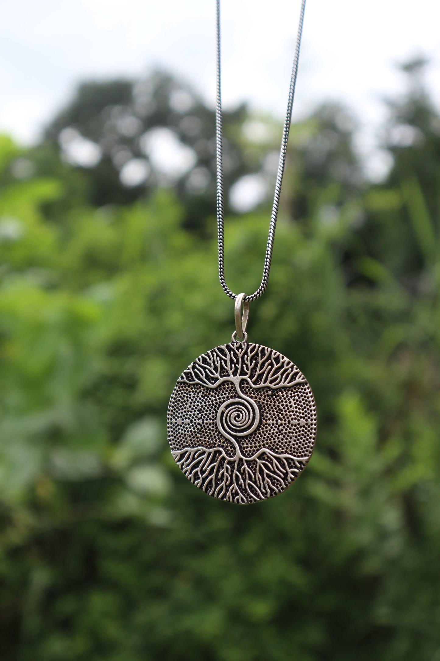 Cosmic Tree Silver Plated Brass Pendant