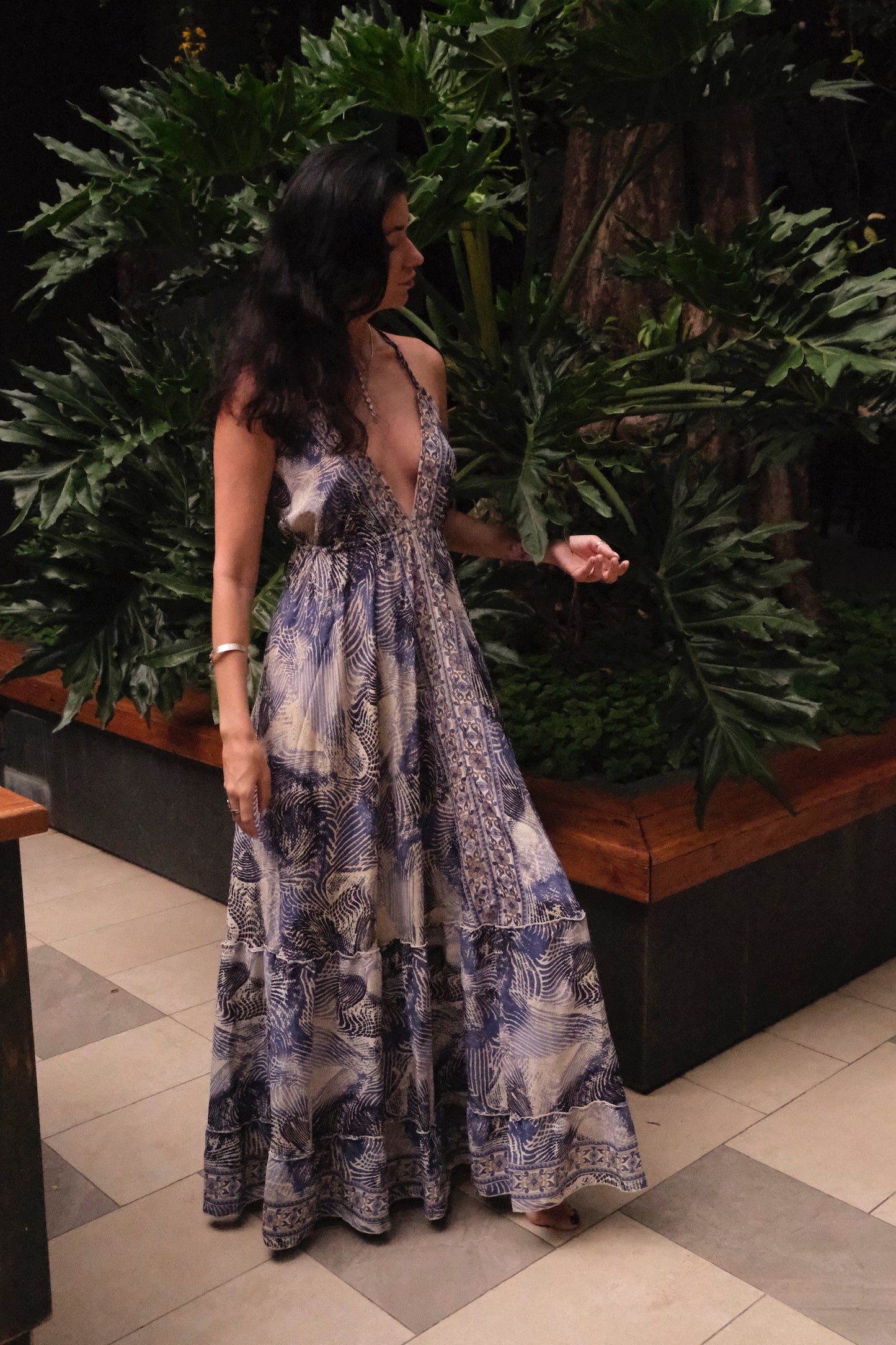 Silk Long Dress/ Seaside Breath