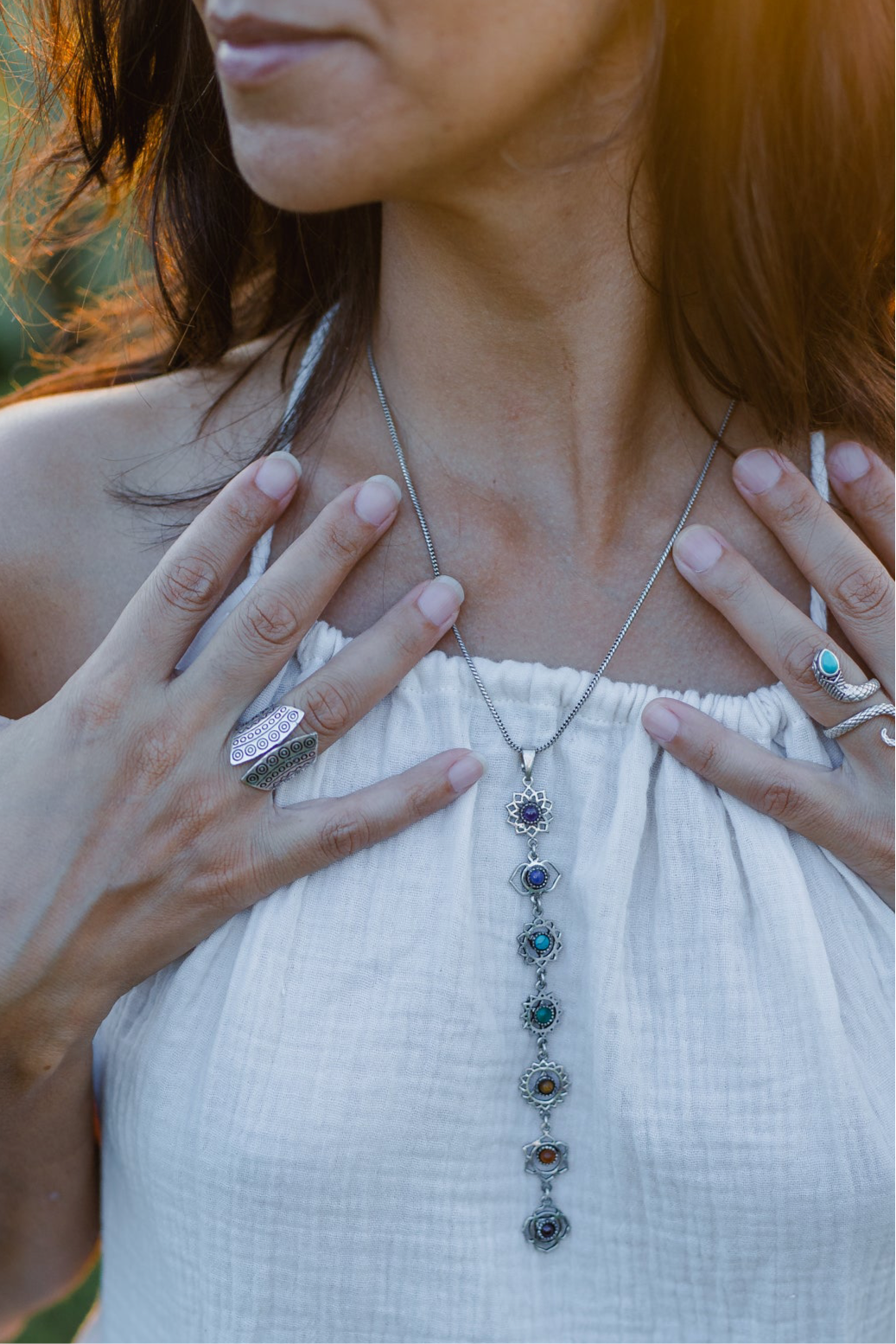 Magic Wand Chakra healing silver-plated necklace