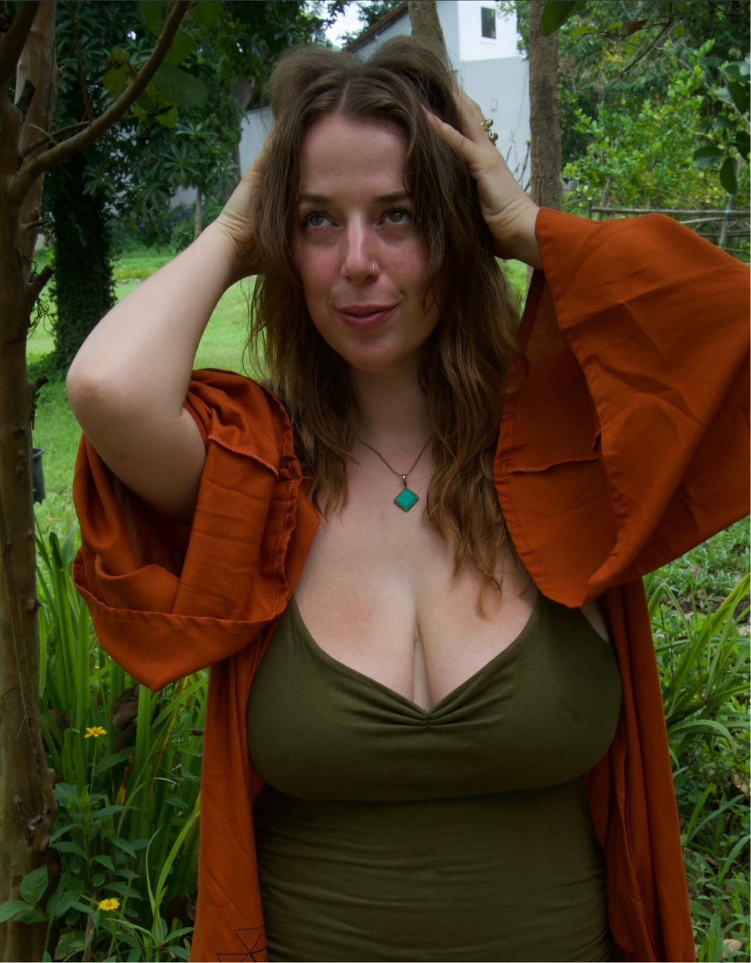 Heart of Green Brass Pendant