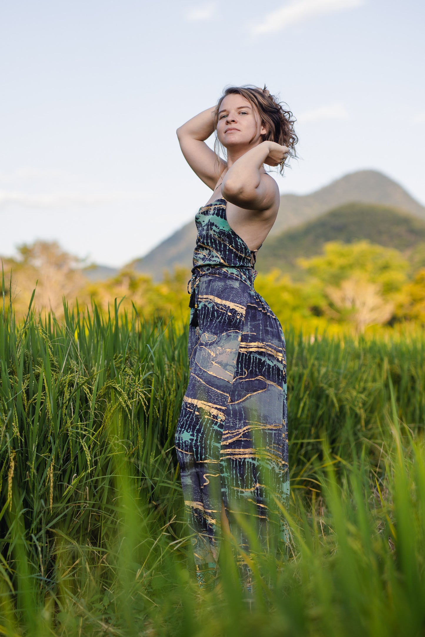 Silk Long Dress/ Artemida Ocean