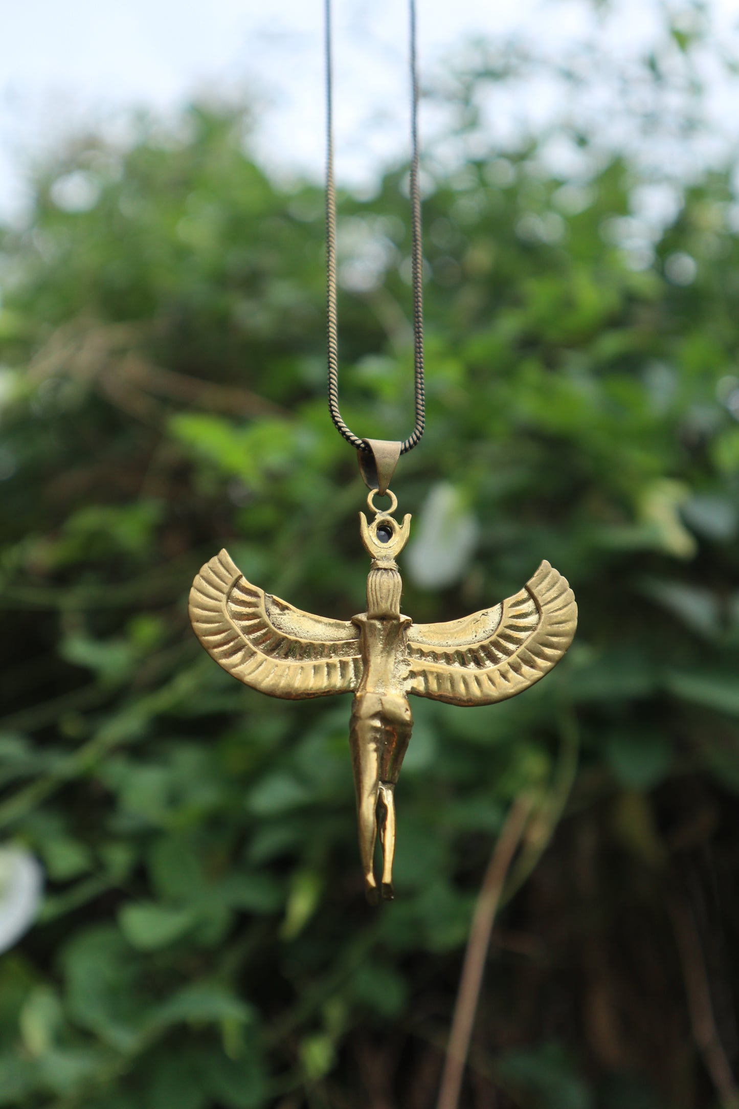 Isis goddess brass pendant