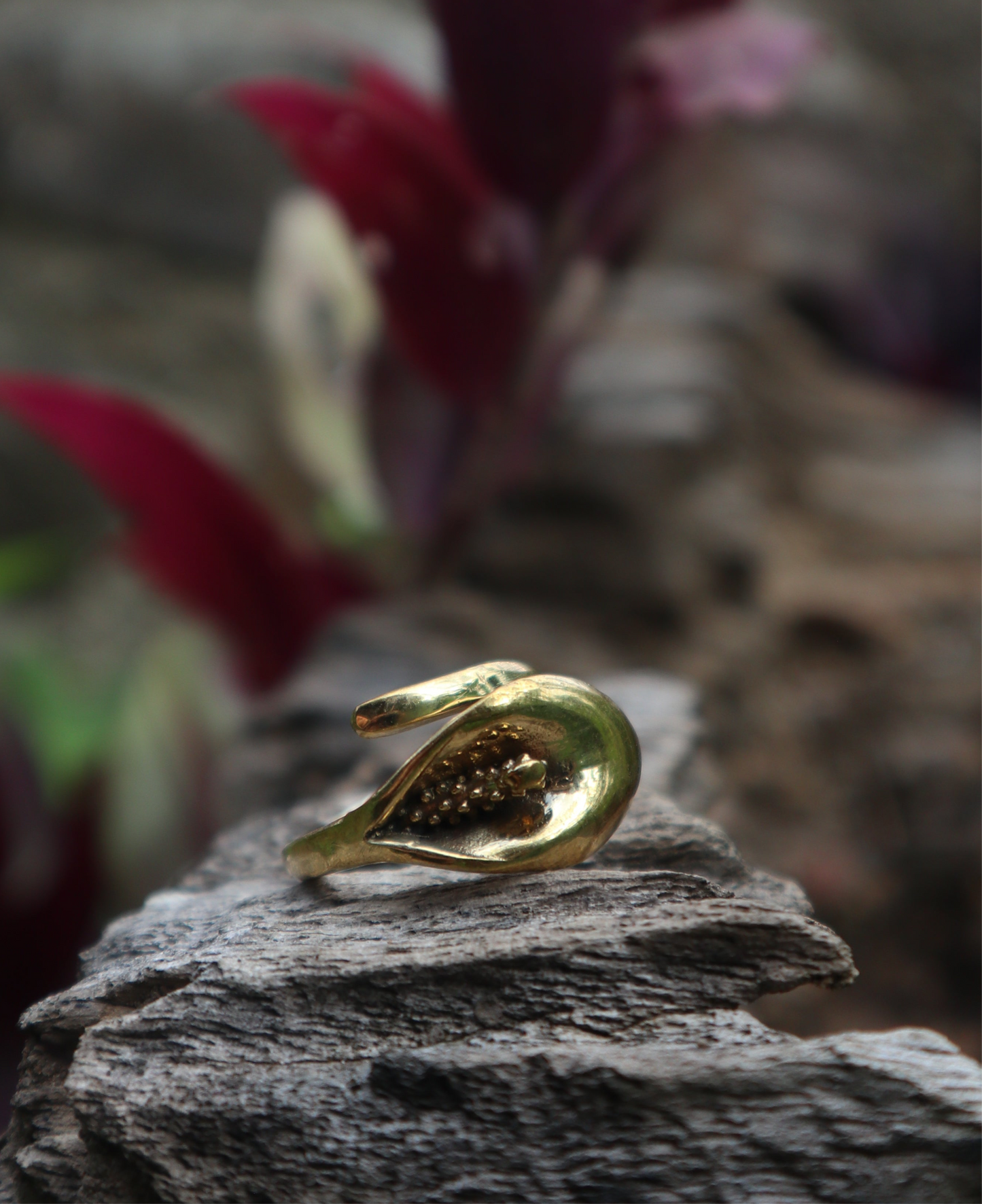 Flower Power Brass Adjustable Ring