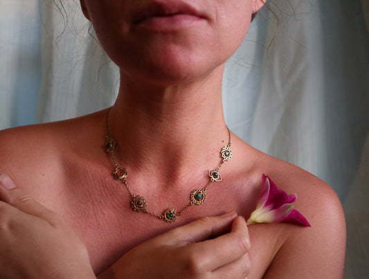 Chakra healing brass necklace