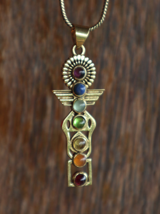 DNA Chakra healing brass necklace