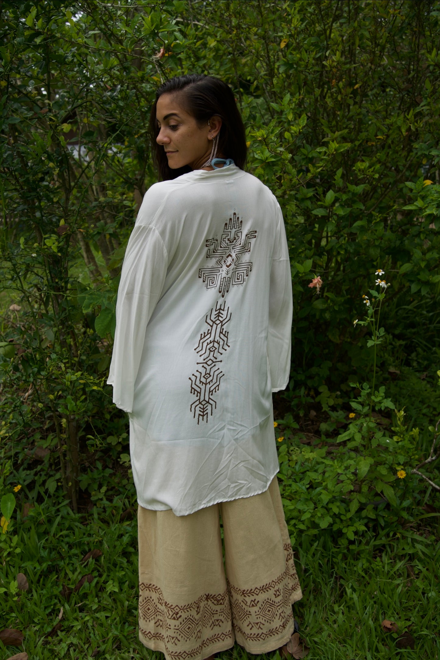 Ayahuasca  / Pacha Mama Unisex Block-printed Short Kimono