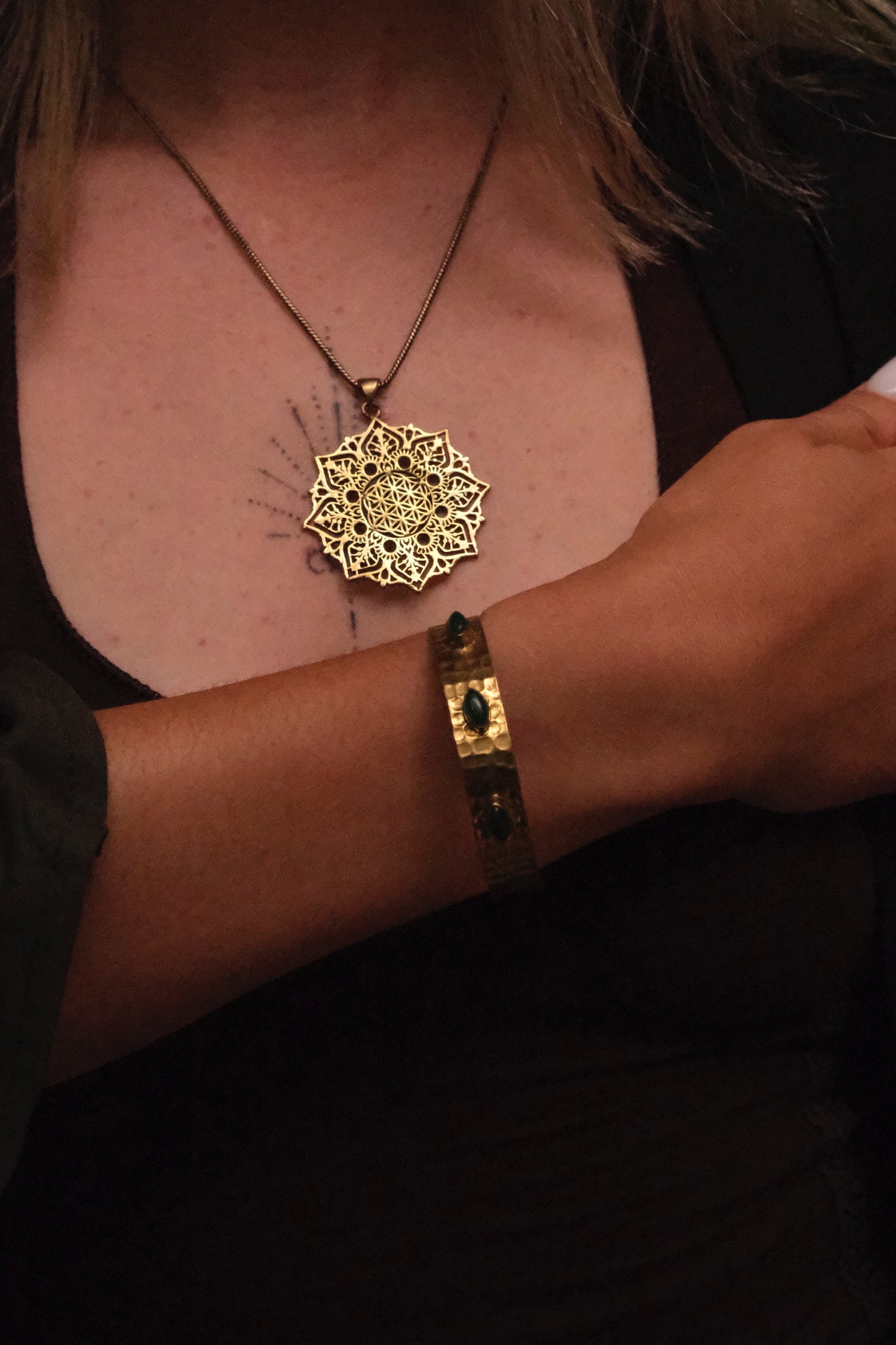 Flower of Life Mandala Brass Pendant