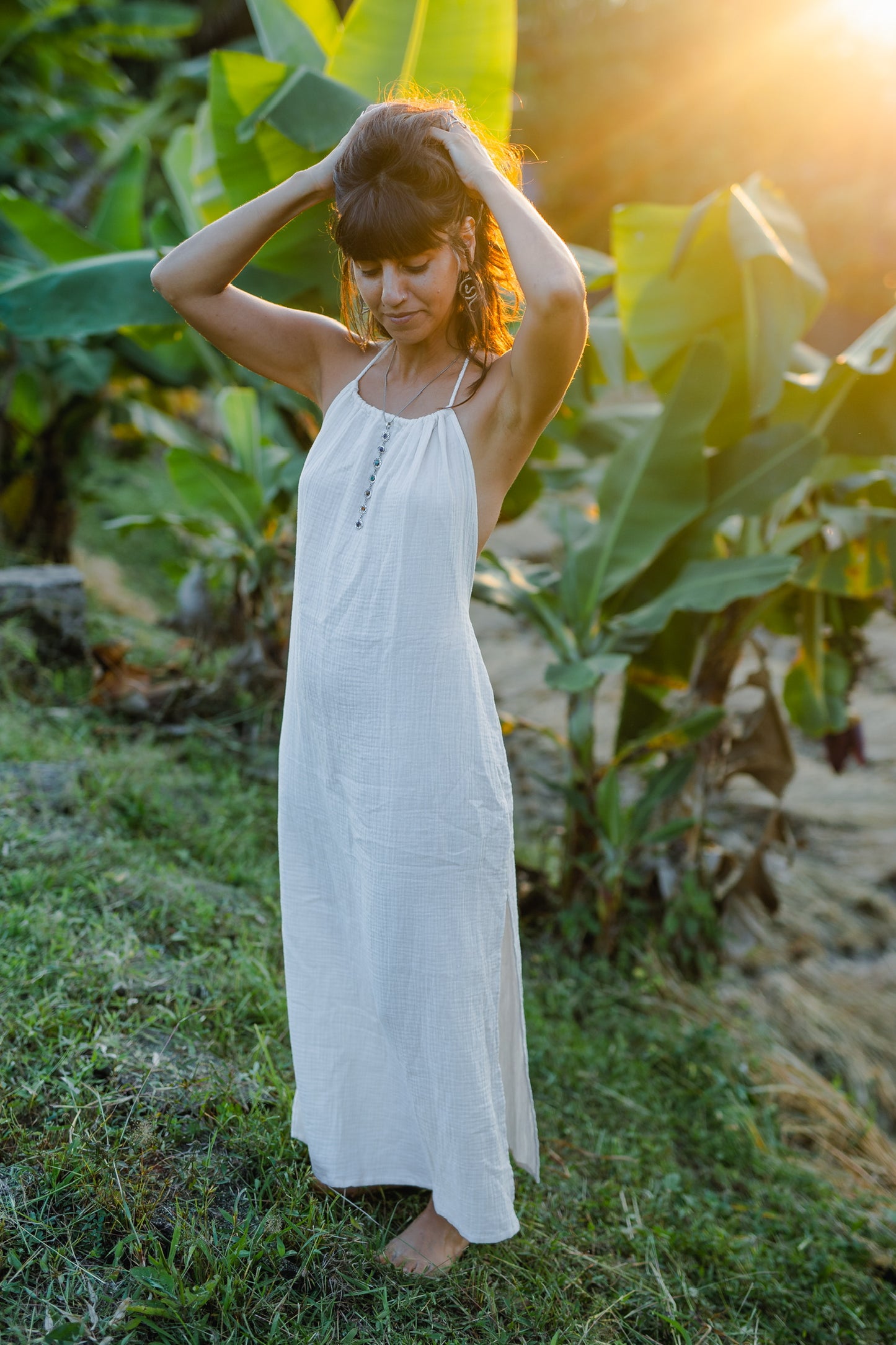 Cotton Long Dress/ Nymph White