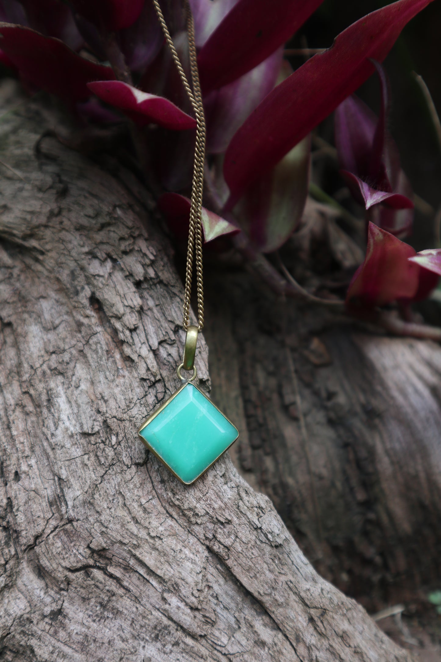 Heart of Green Brass Pendant