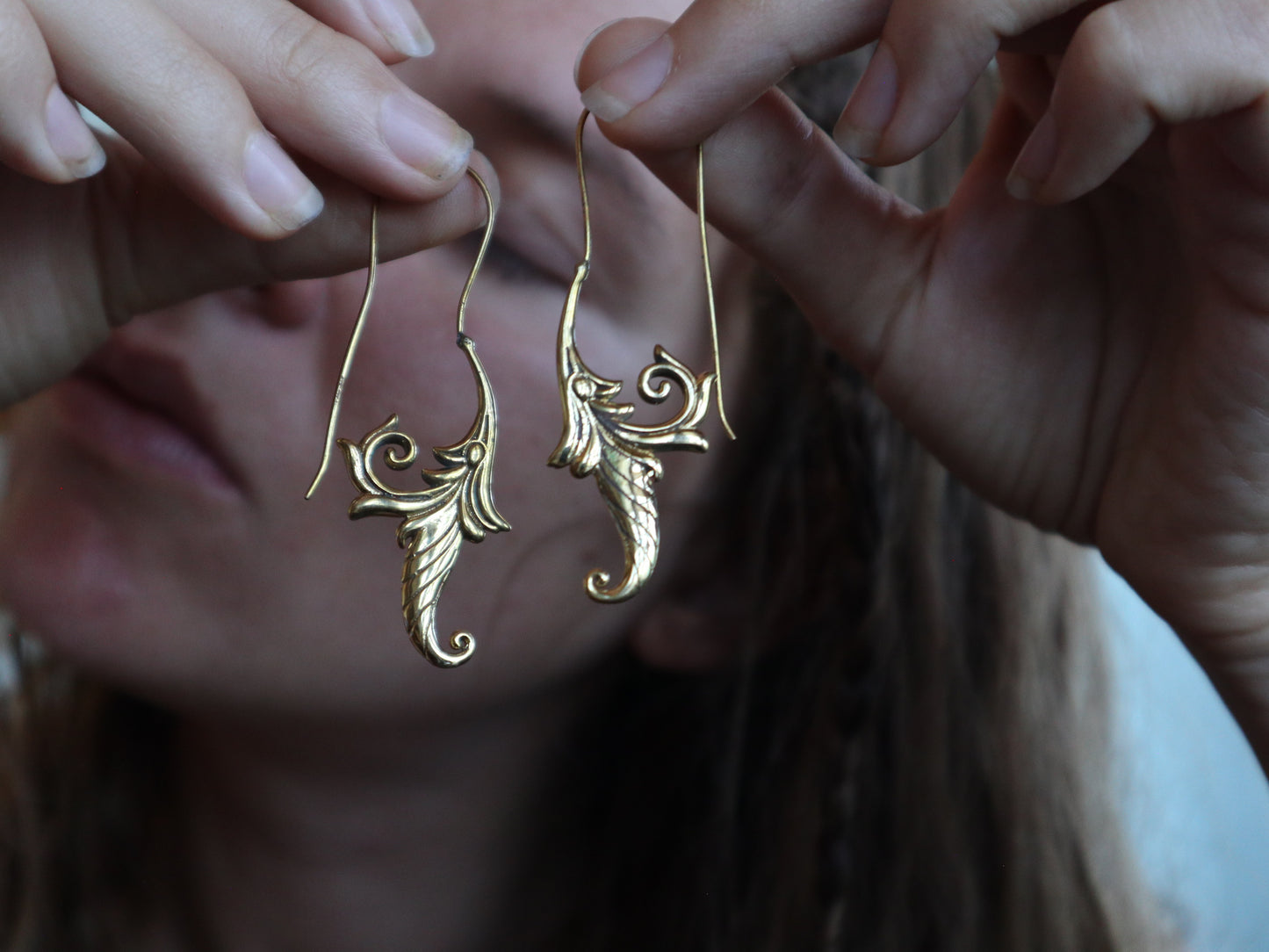 Renaissance brass earrings