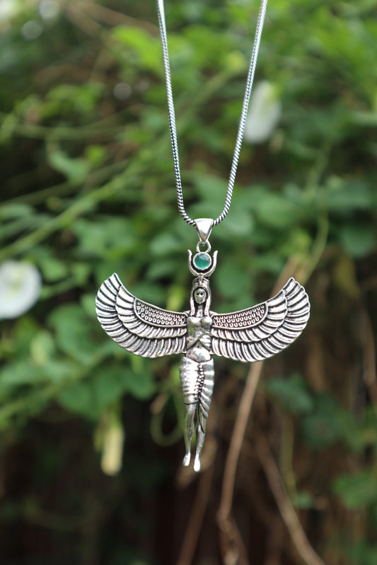 Isis goddess silver plated pendant