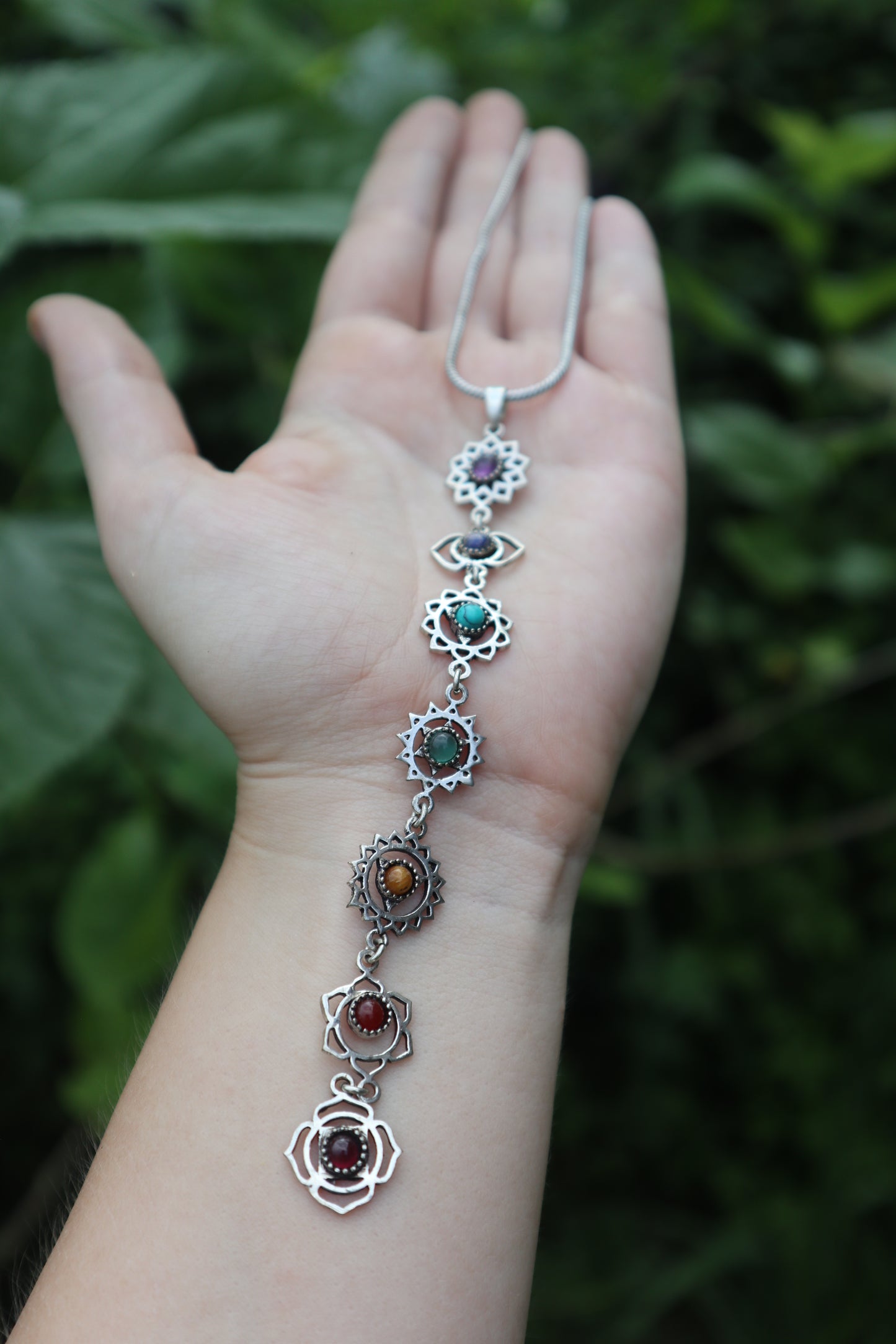 Magic Wand Chakra healing silver-plated necklace