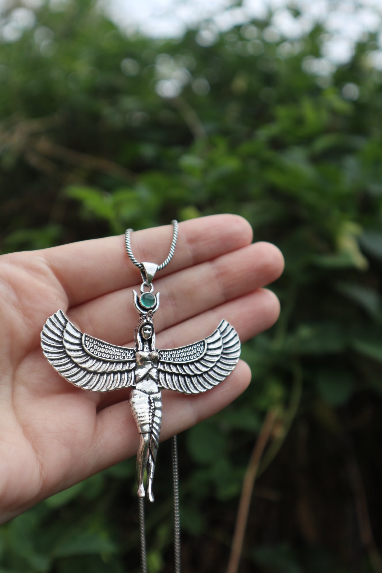 Isis goddess silver plated pendant
