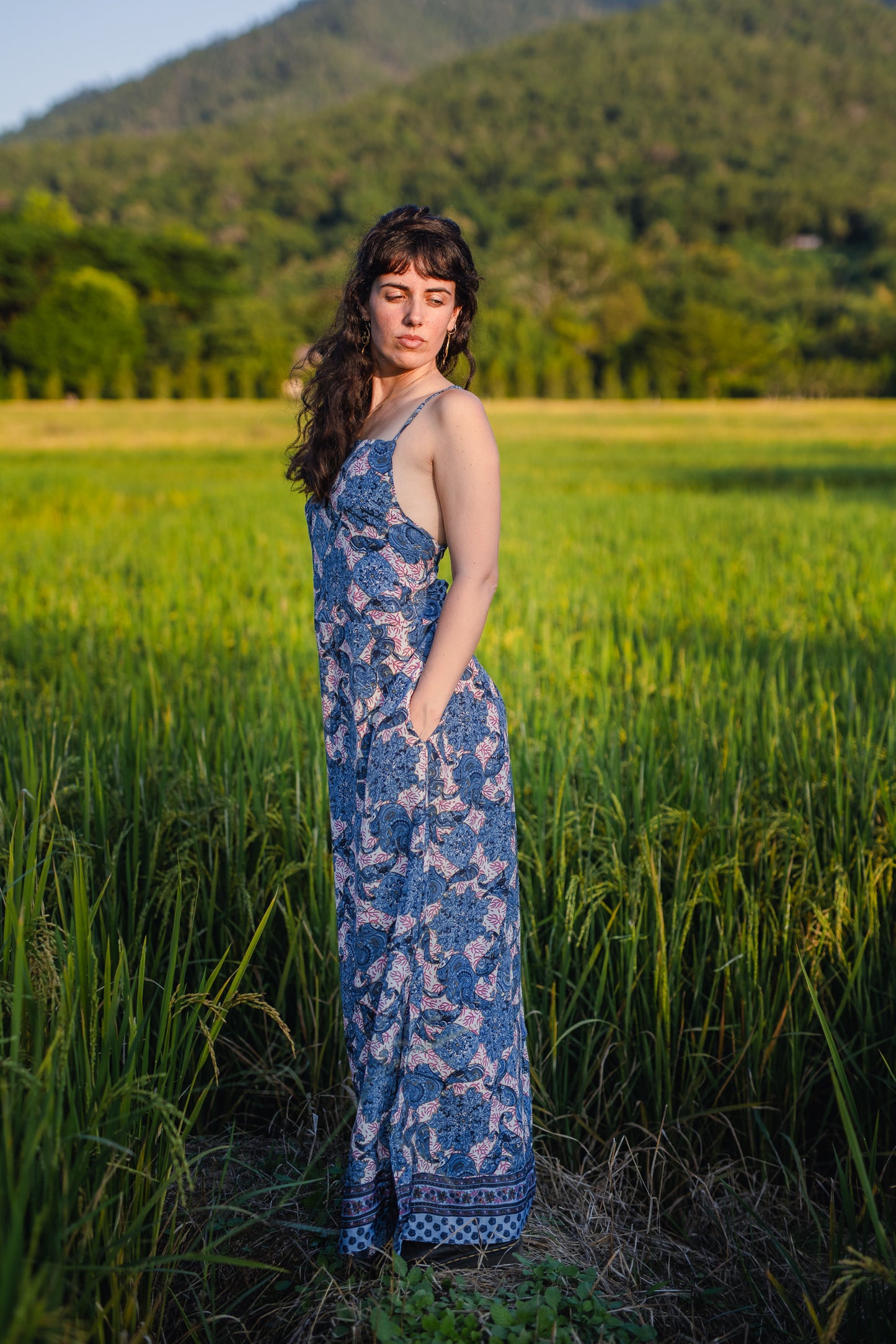 Silk Long Dress/ Artemida Floral