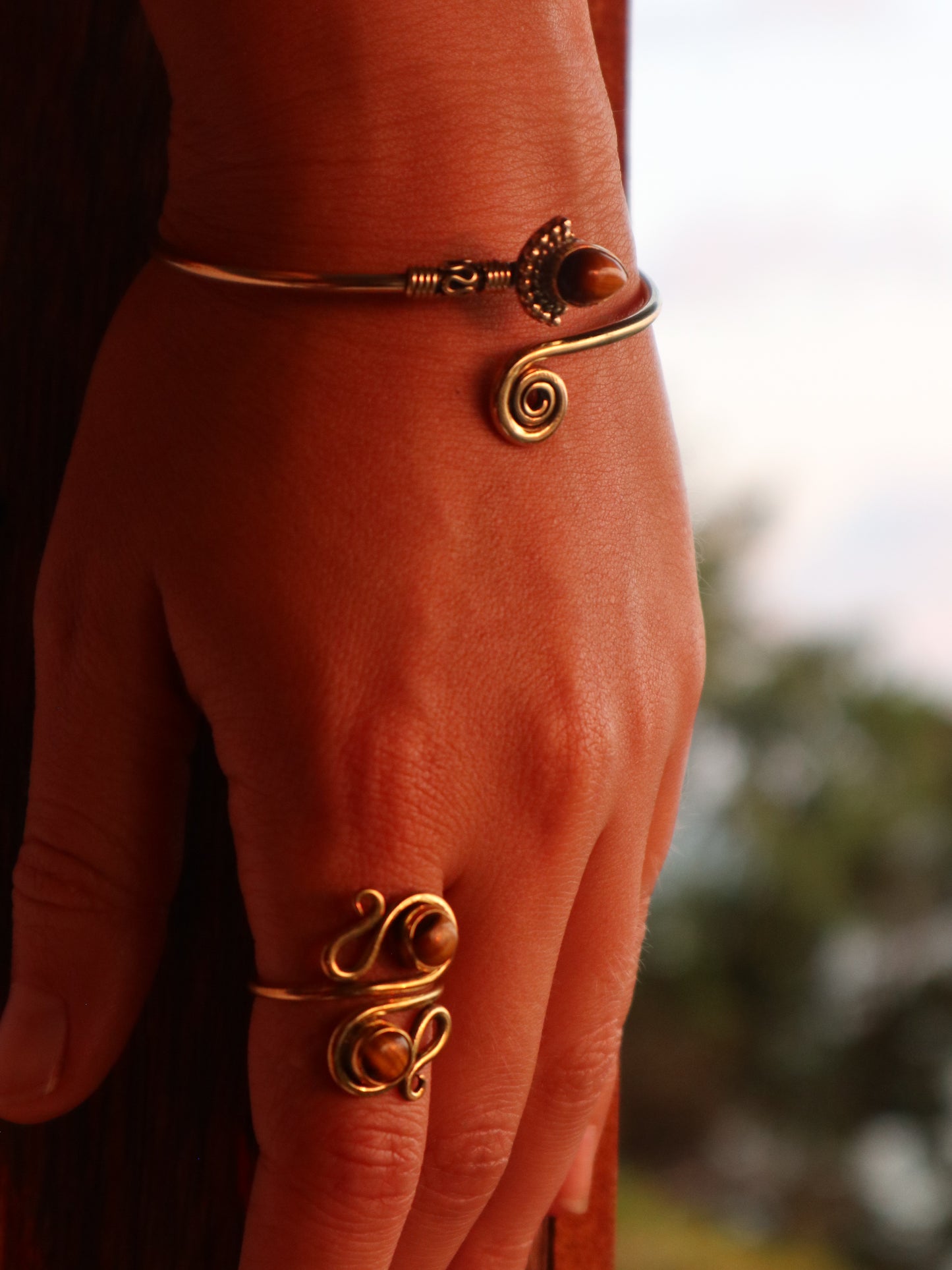 Tigress smile set: ring and bracelet