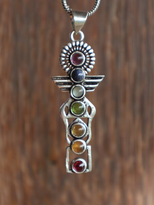 DNA Chakra healing silver-plated necklace