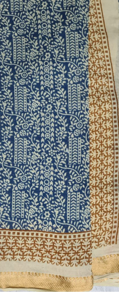 Blue Island Cotton Block printed Scarf