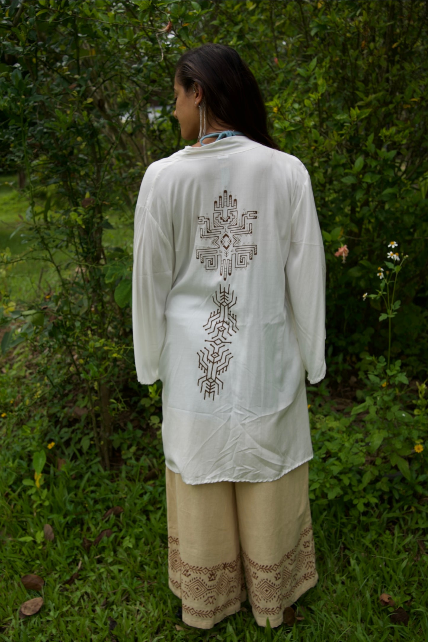 Ayahuasca  / Pacha Mama Unisex Block-printed Short Kimono