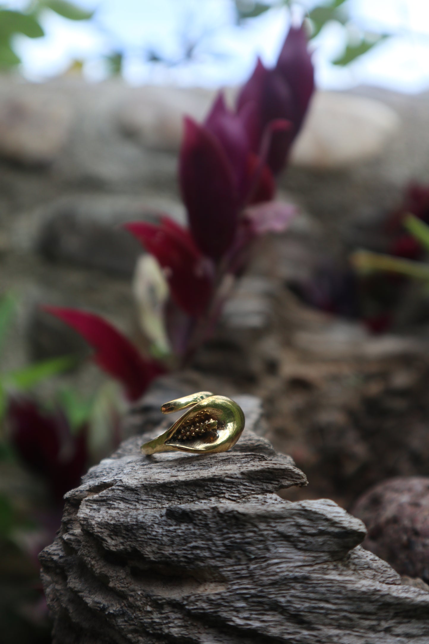 Flower Power Brass Adjustable Ring