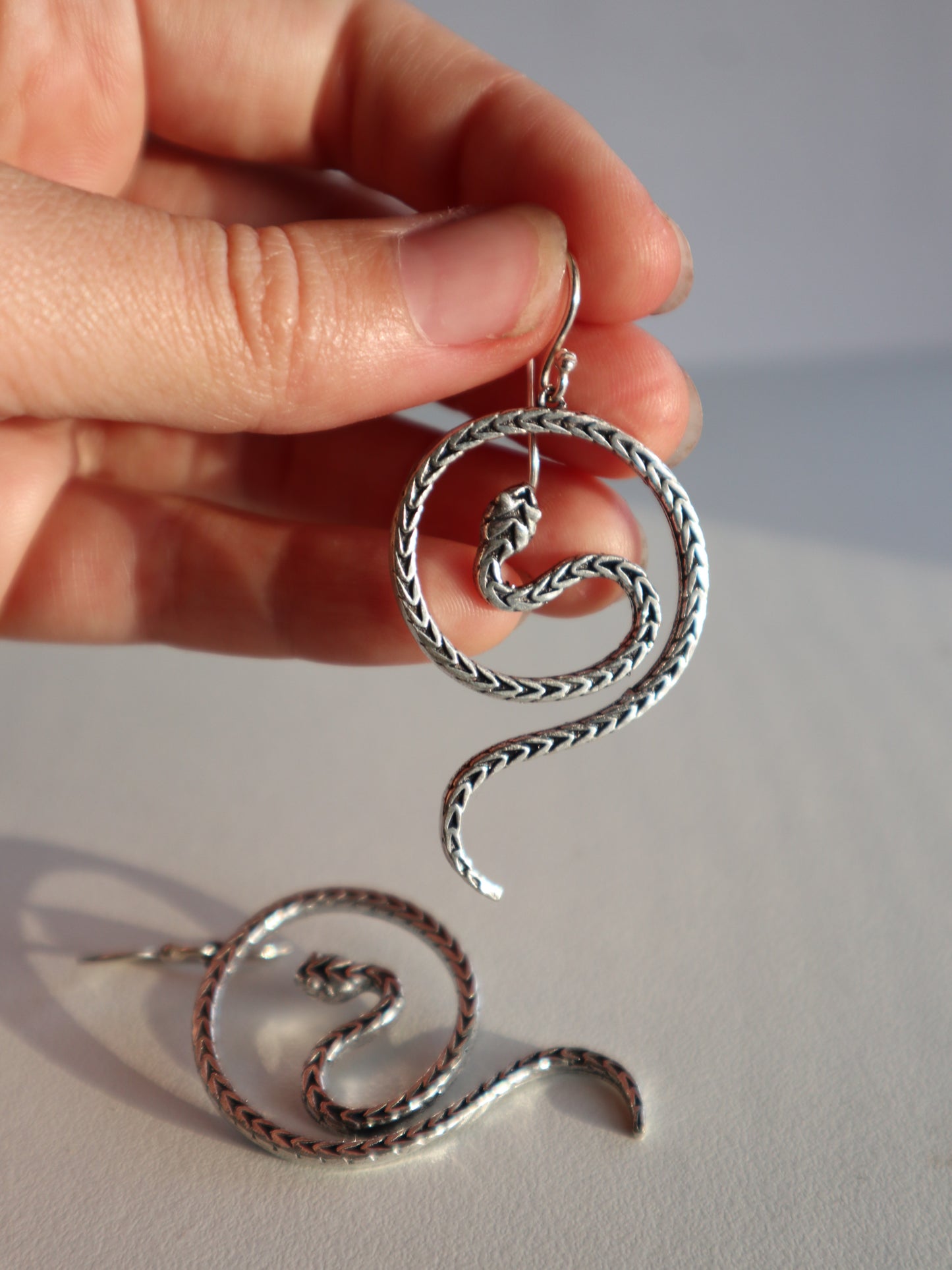 Kundalini silver plated brass earrings