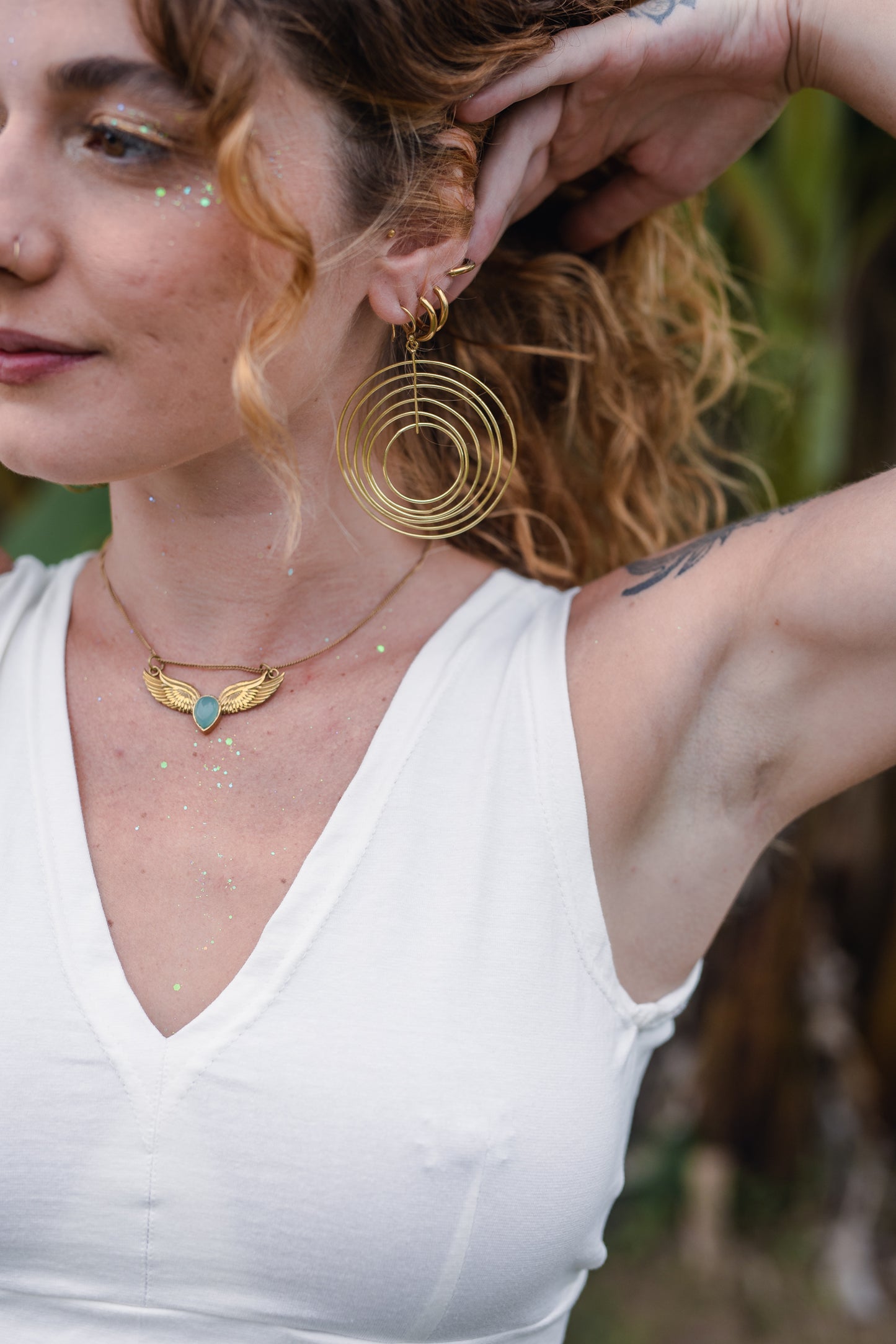 Celestial Spiral Brass Earrings