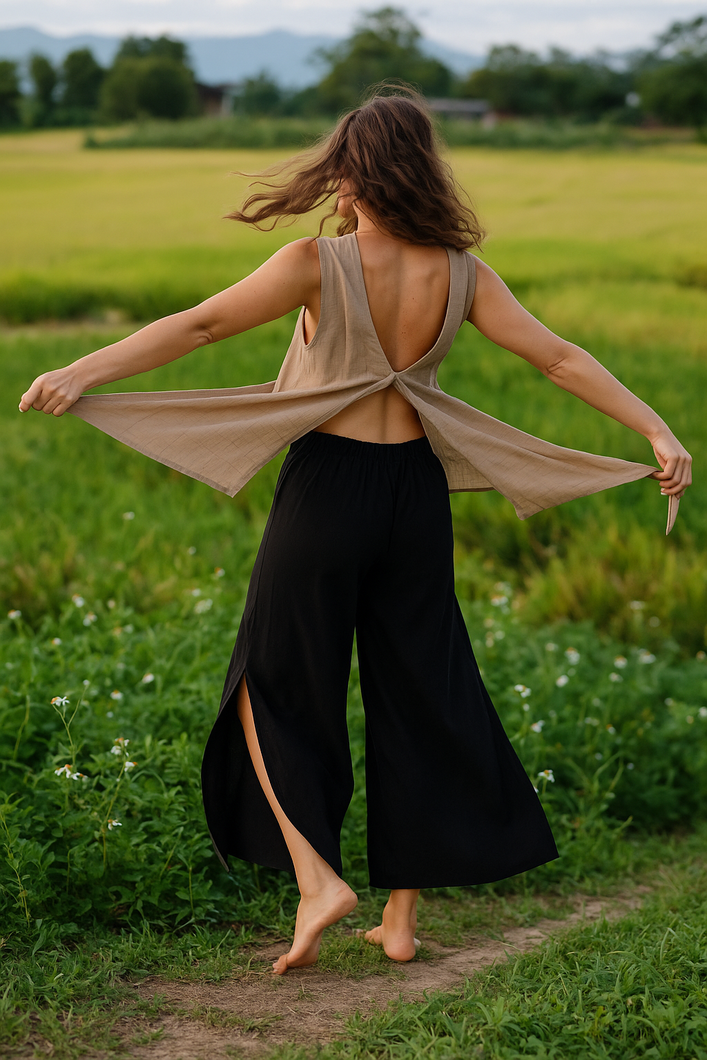 Reversible Bamboo Cotton Sand Beige Eva Top