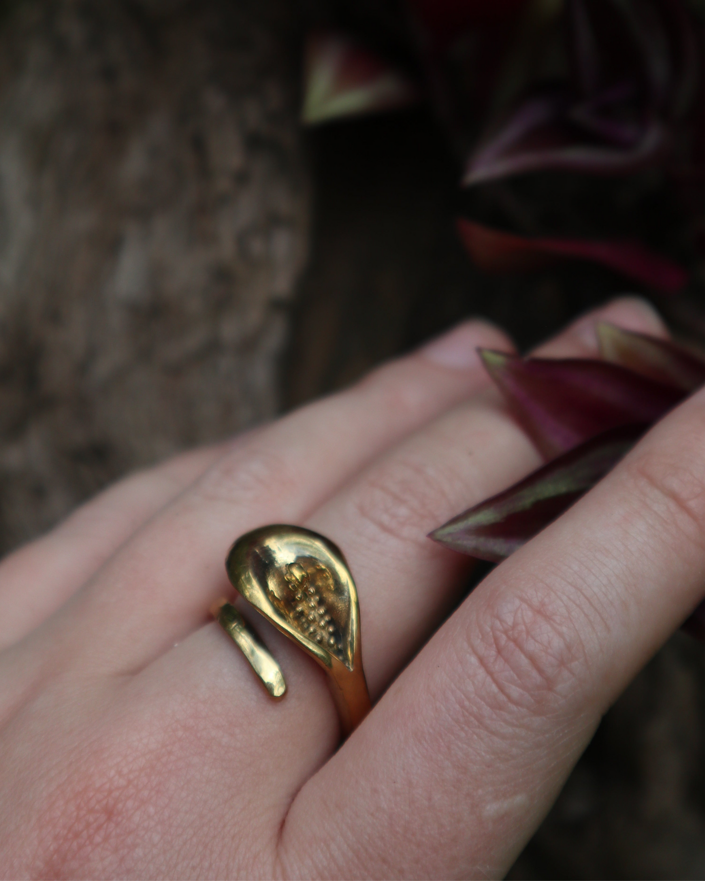 Flower Power Brass Adjustable Ring