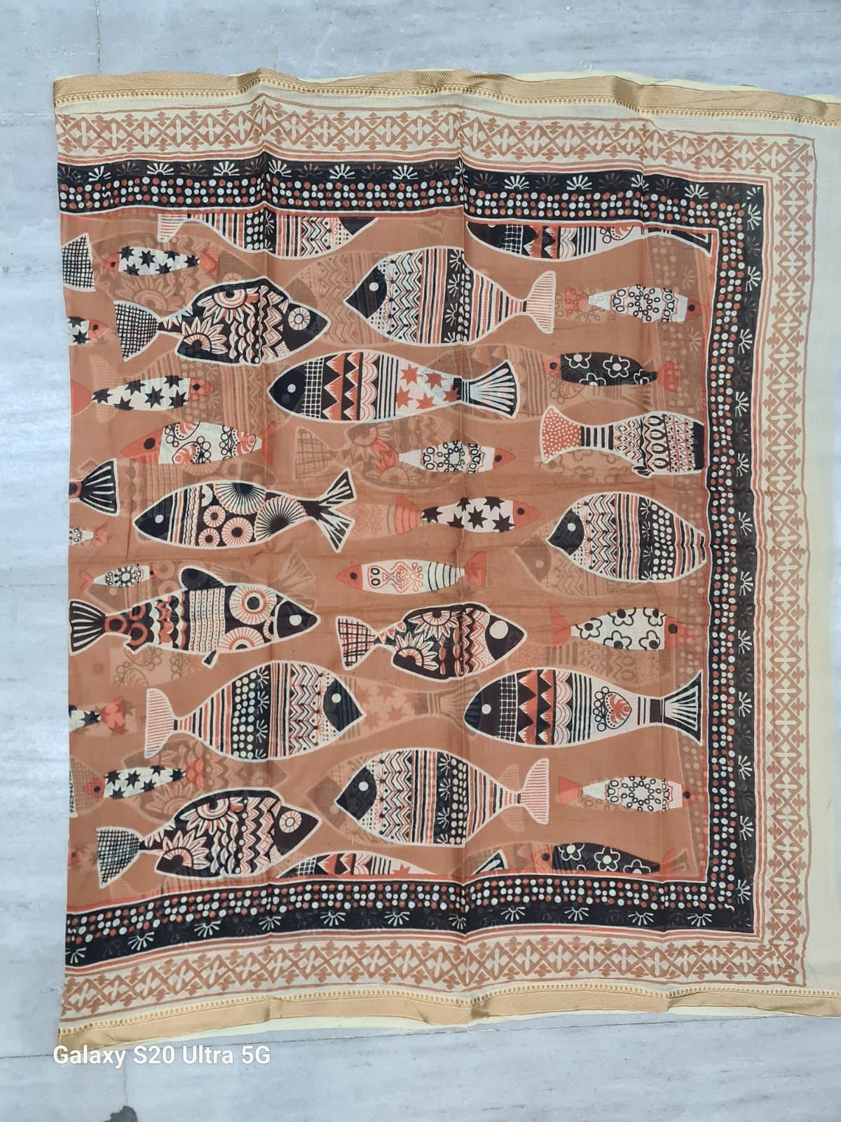 Desert Sea Large Cotton Block printed Scarf