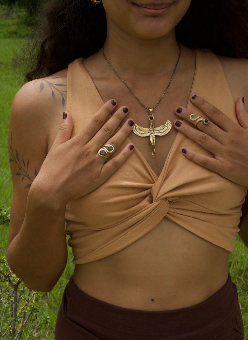 Isis goddess brass pendant