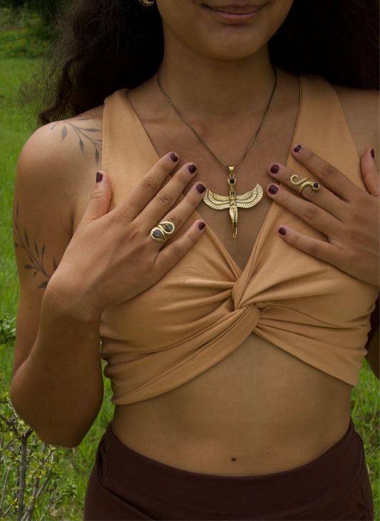 Isis goddess brass pendant