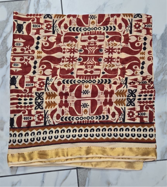 Magic Forest Large Cotton Block printed Scarf