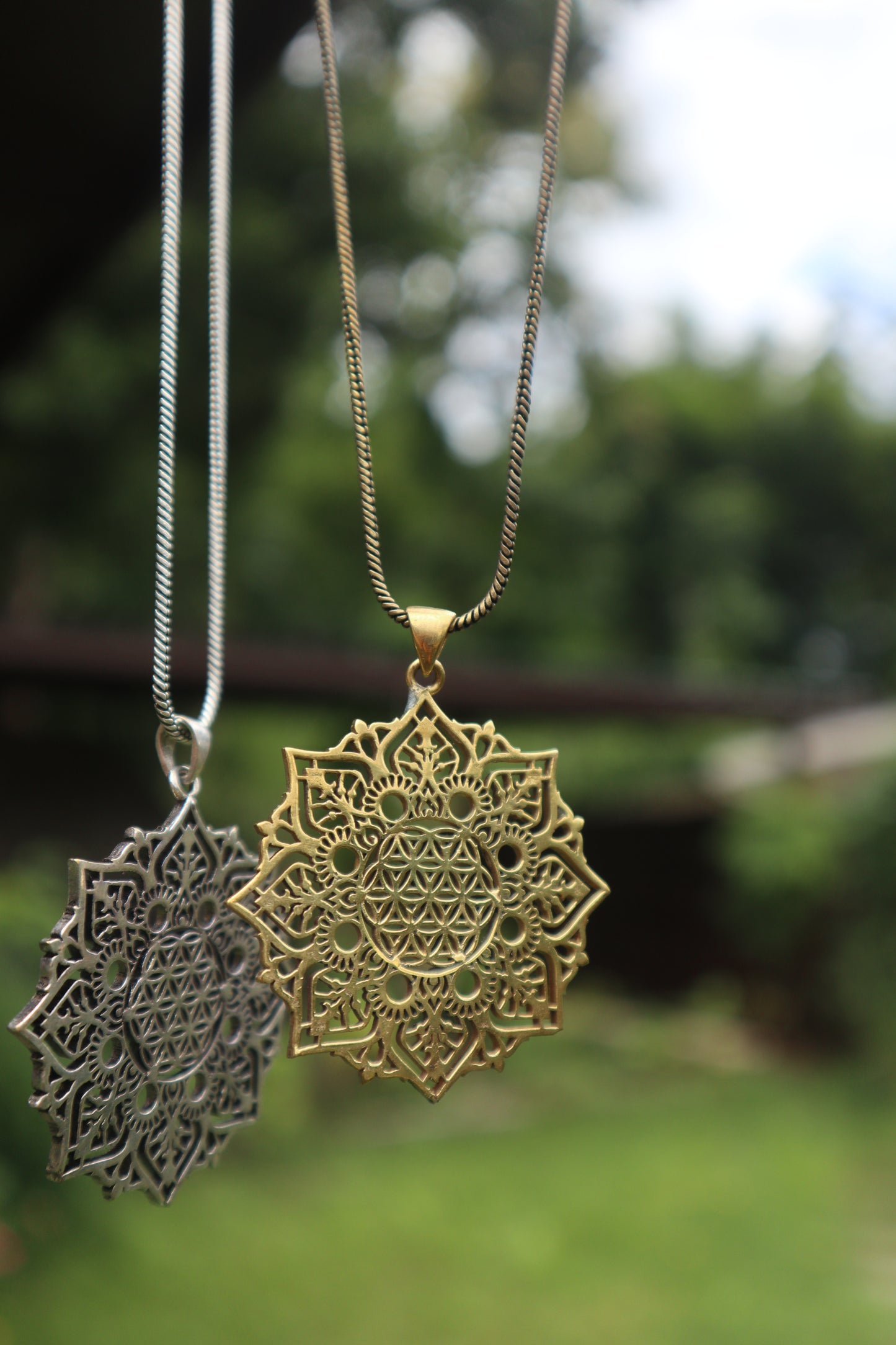Flower of Life Mandala Brass Pendant