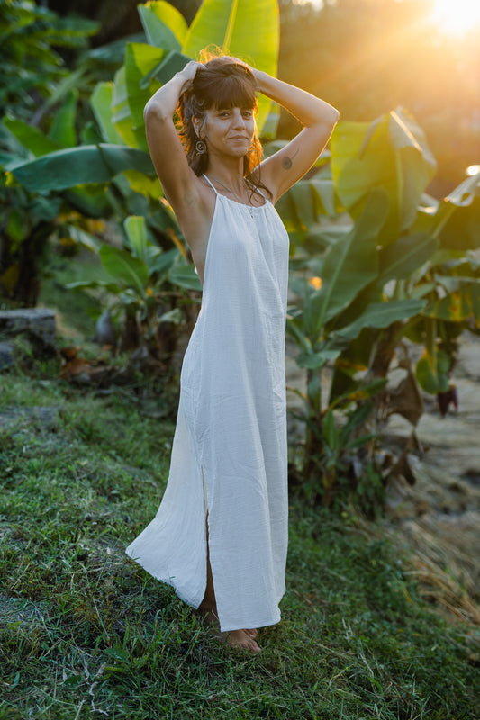 Cotton Long Dress/ Nymph White