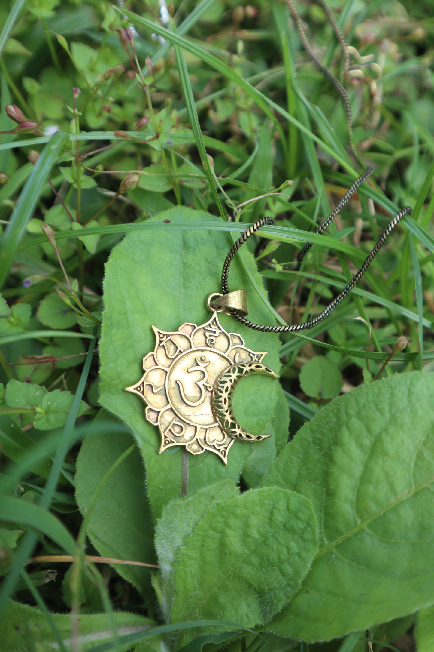 Om Sun&Moon Brass Pendant