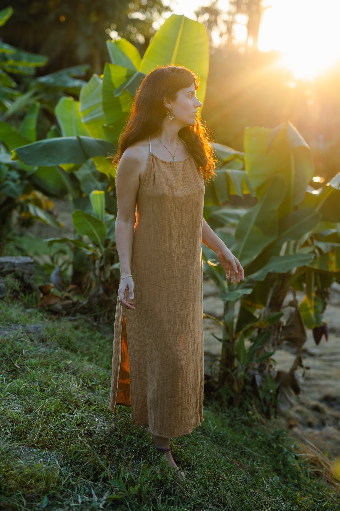 Cotton Long Dress/ Nymph Bronze