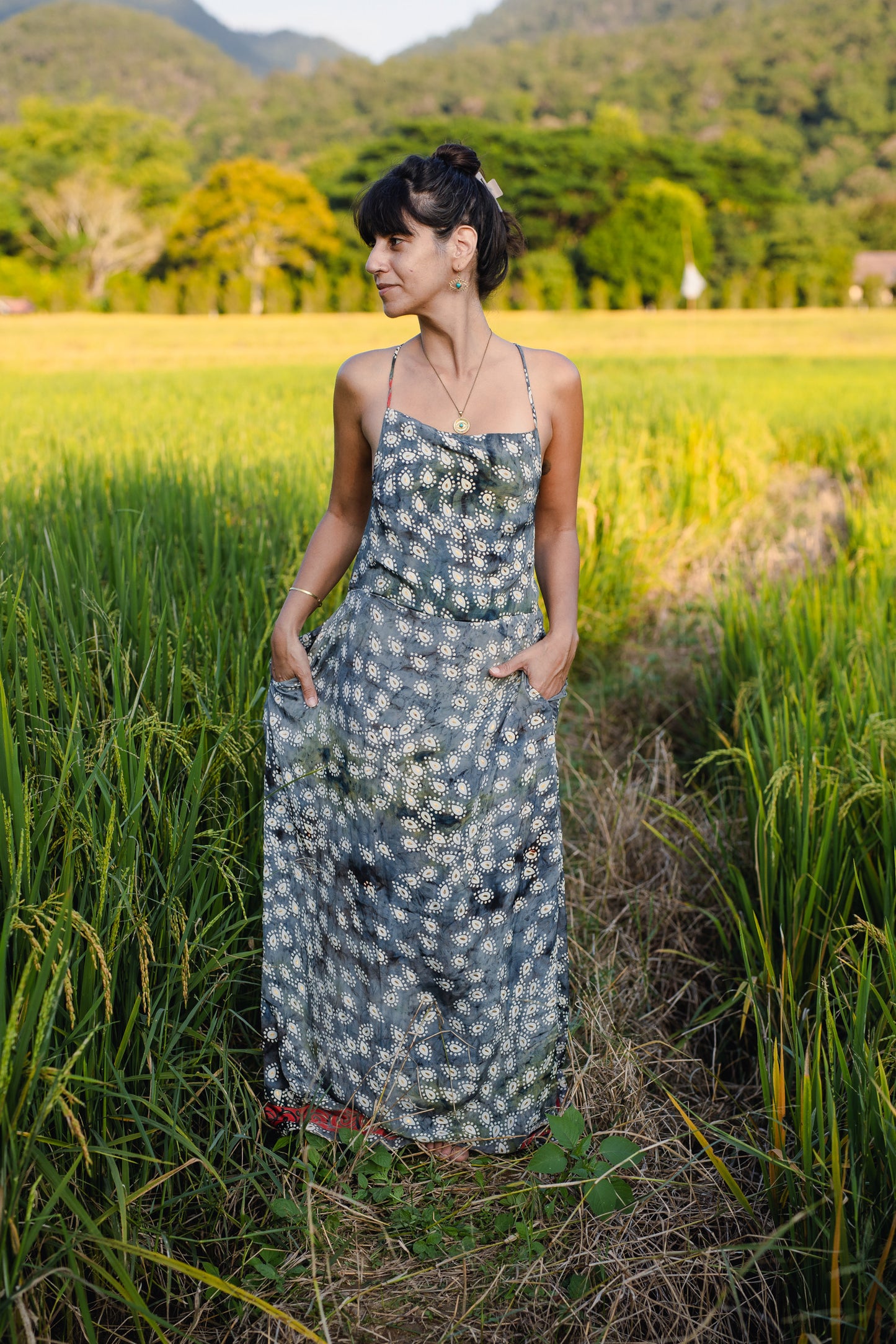 Silk Long Dress/ Artemida Cloud