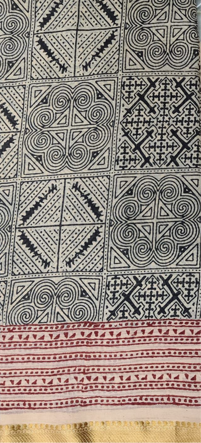 Tribal Large Cotton Block printed Scarf