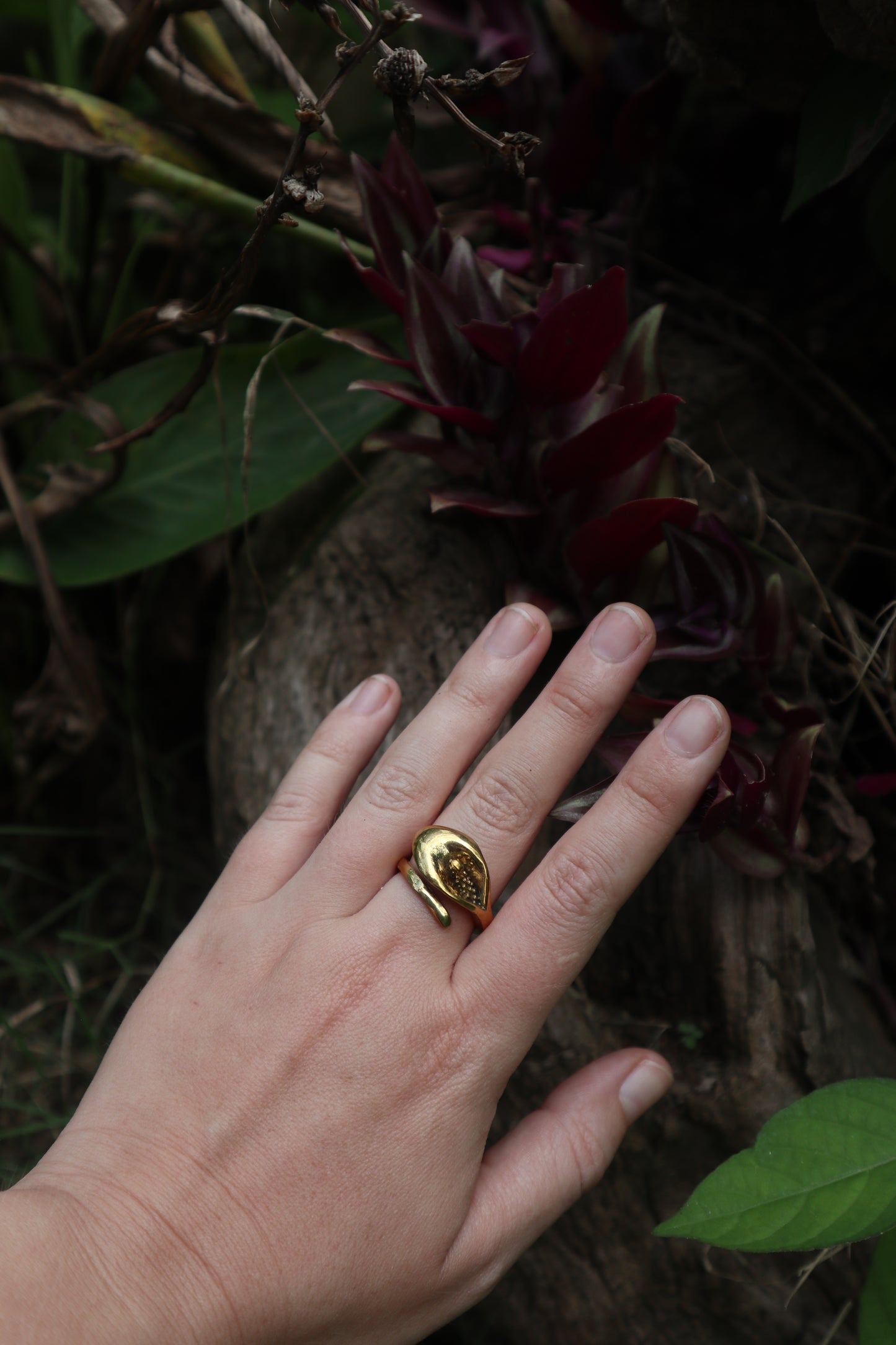 Flower Power Brass Adjustable Ring