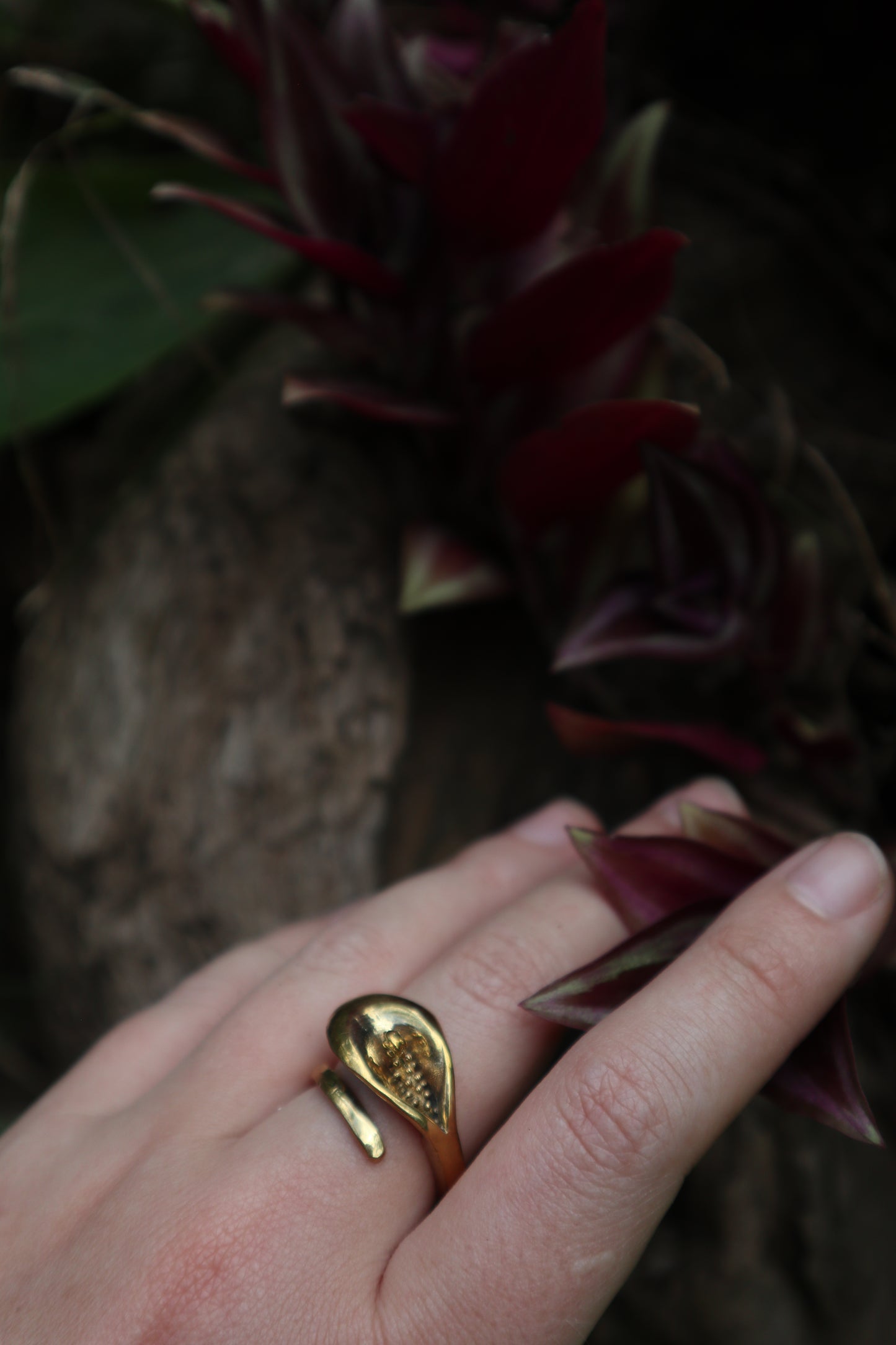 Flower Power Brass Adjustable Ring