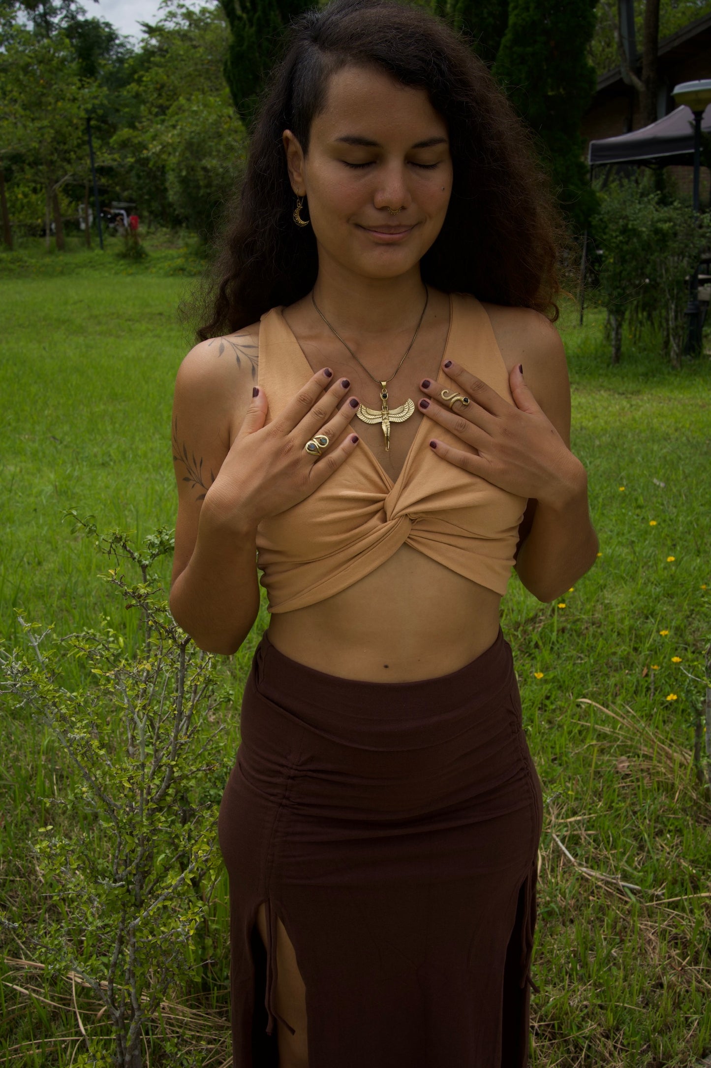 Isis goddess brass pendant