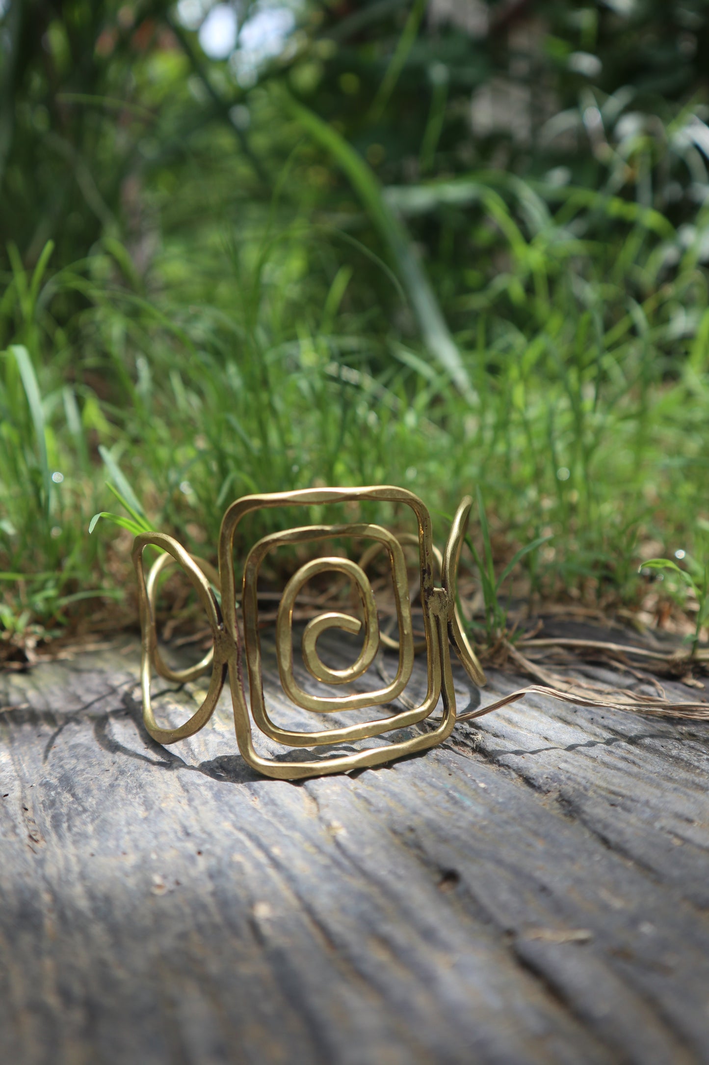 Sacred spiral brass bracelet