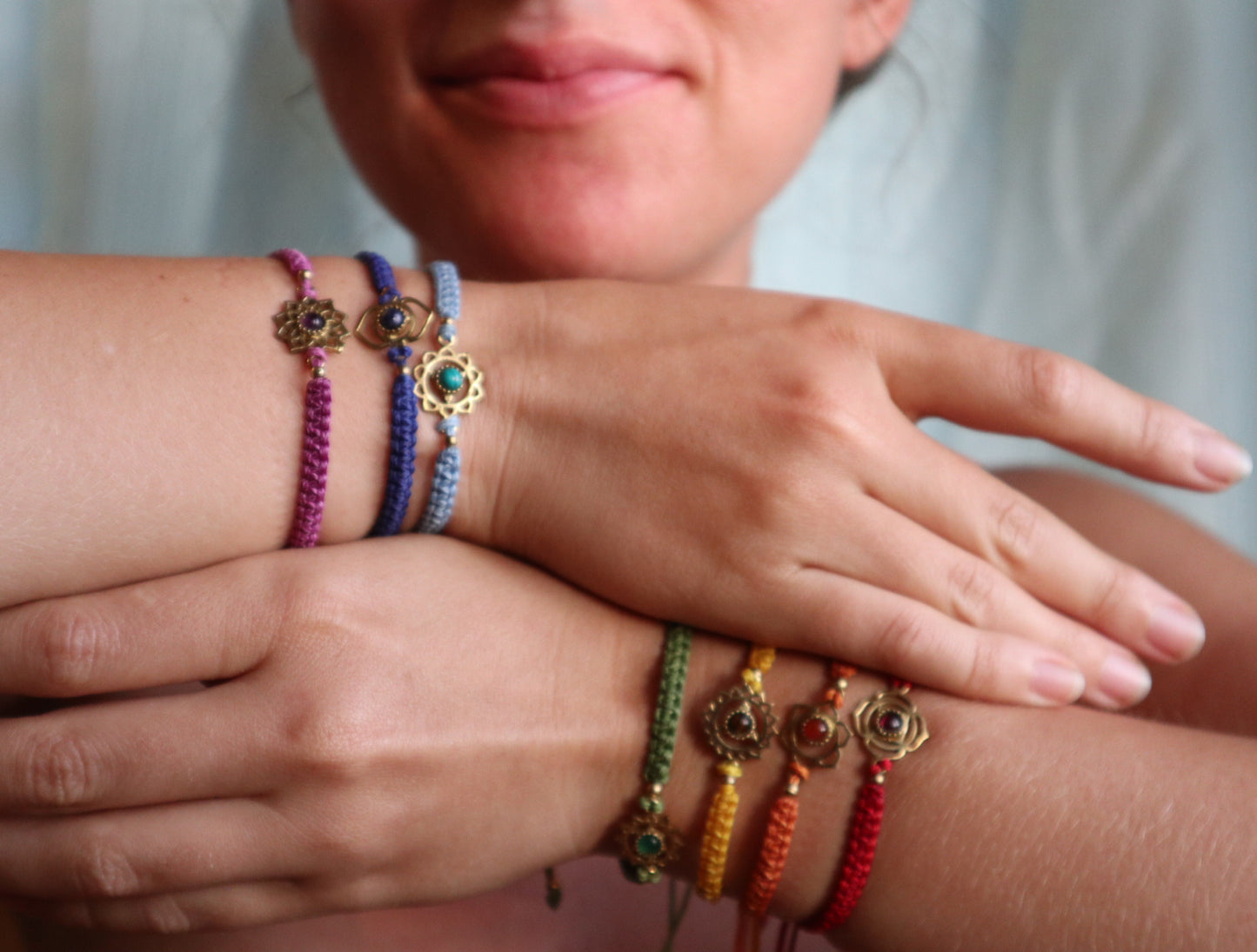 Throat chakra activator peridot macrame bracelet