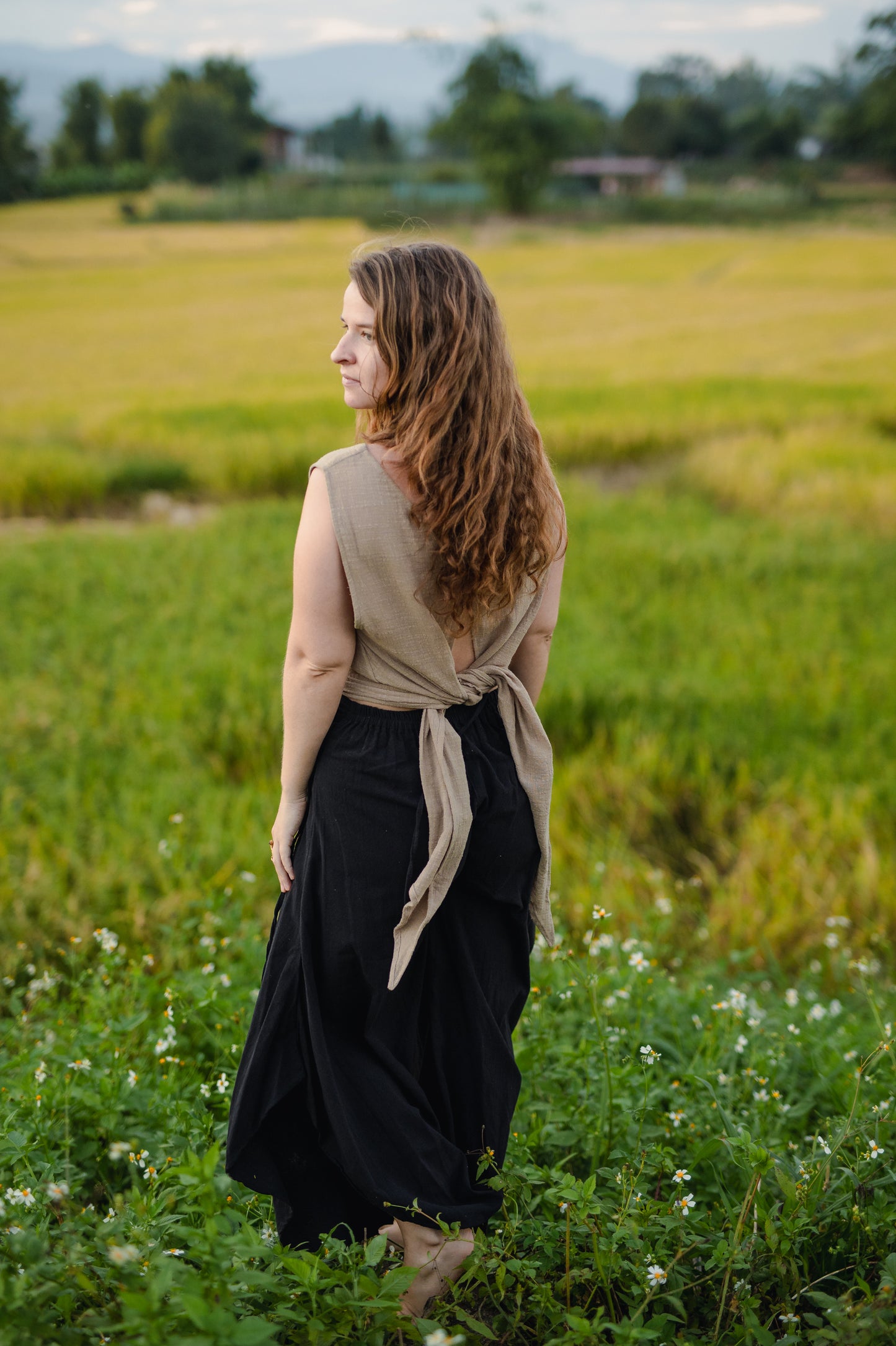 Reversible Bamboo Cotton Sand Beige Eva Top