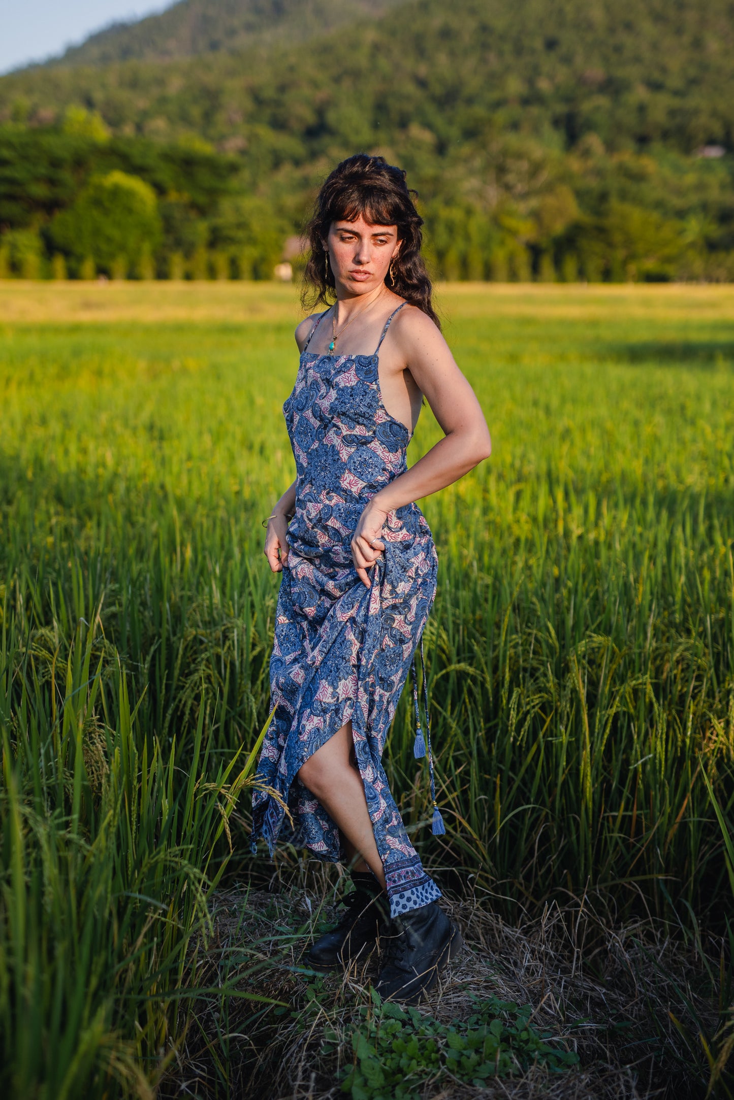 Silk Long Dress/ Artemida Floral